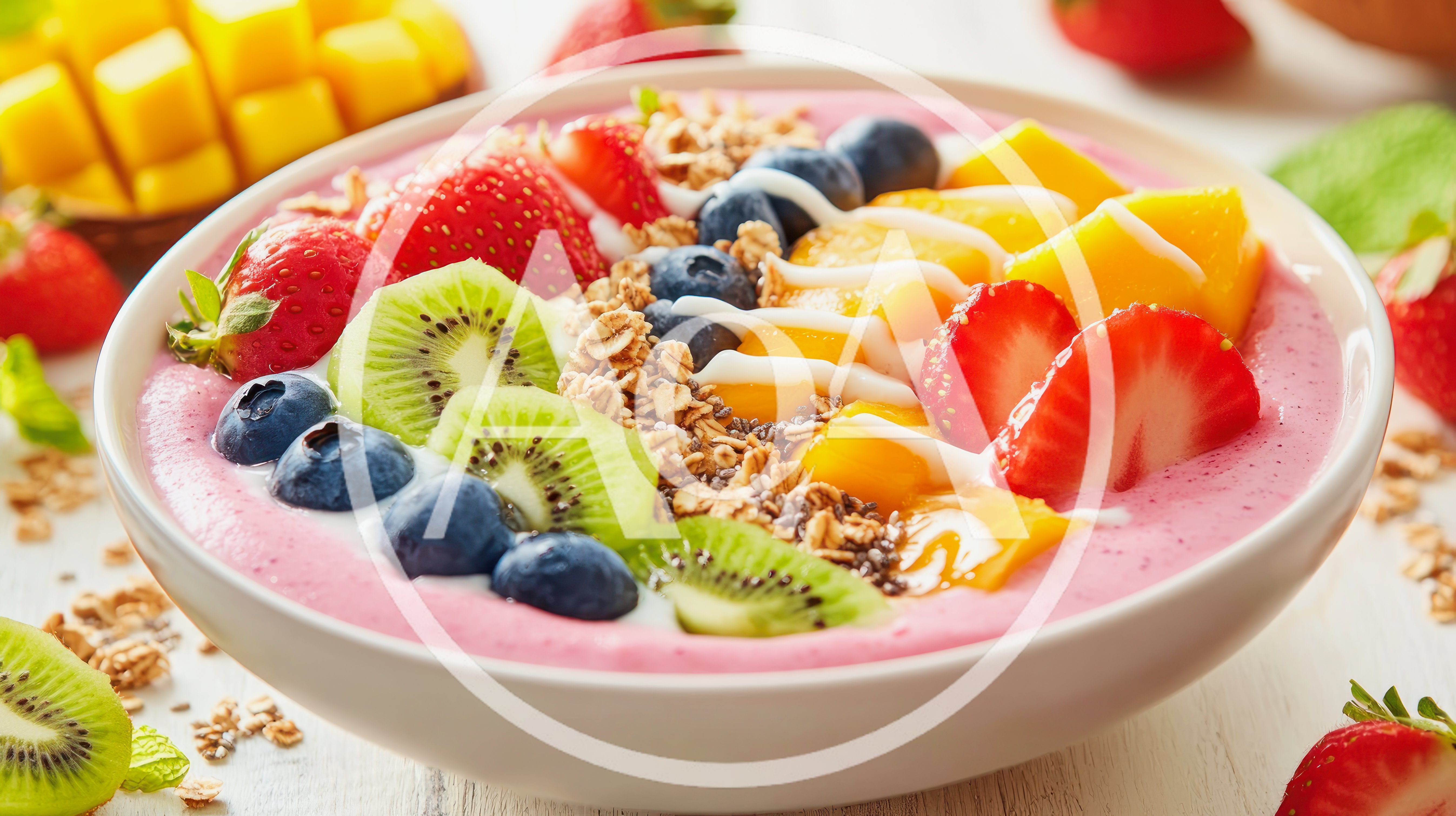 Healthy Fruit Smoothie Bowl With Granola And Berries