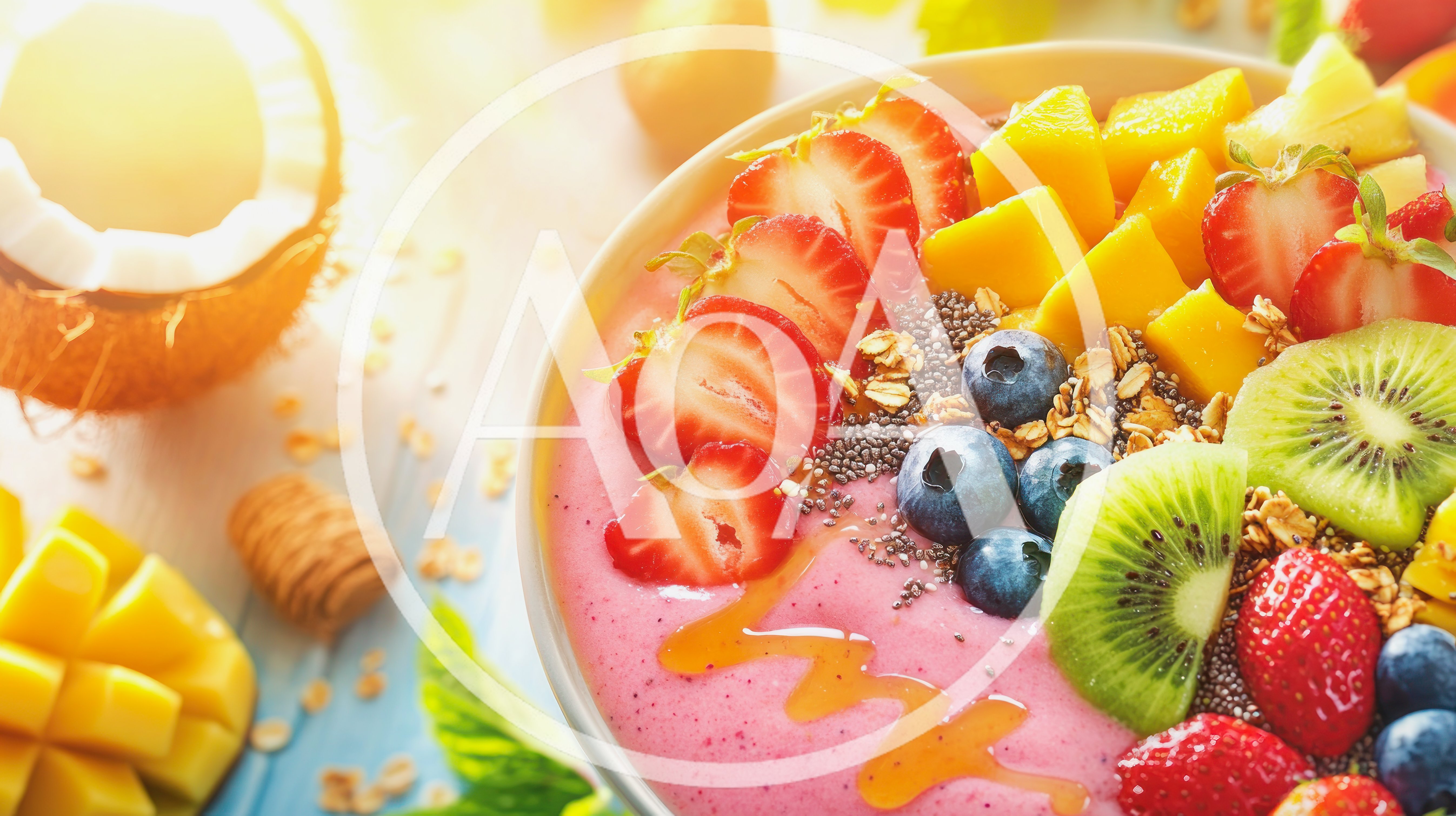 Healthy Fruit Smoothie Bowl With Fresh Toppings