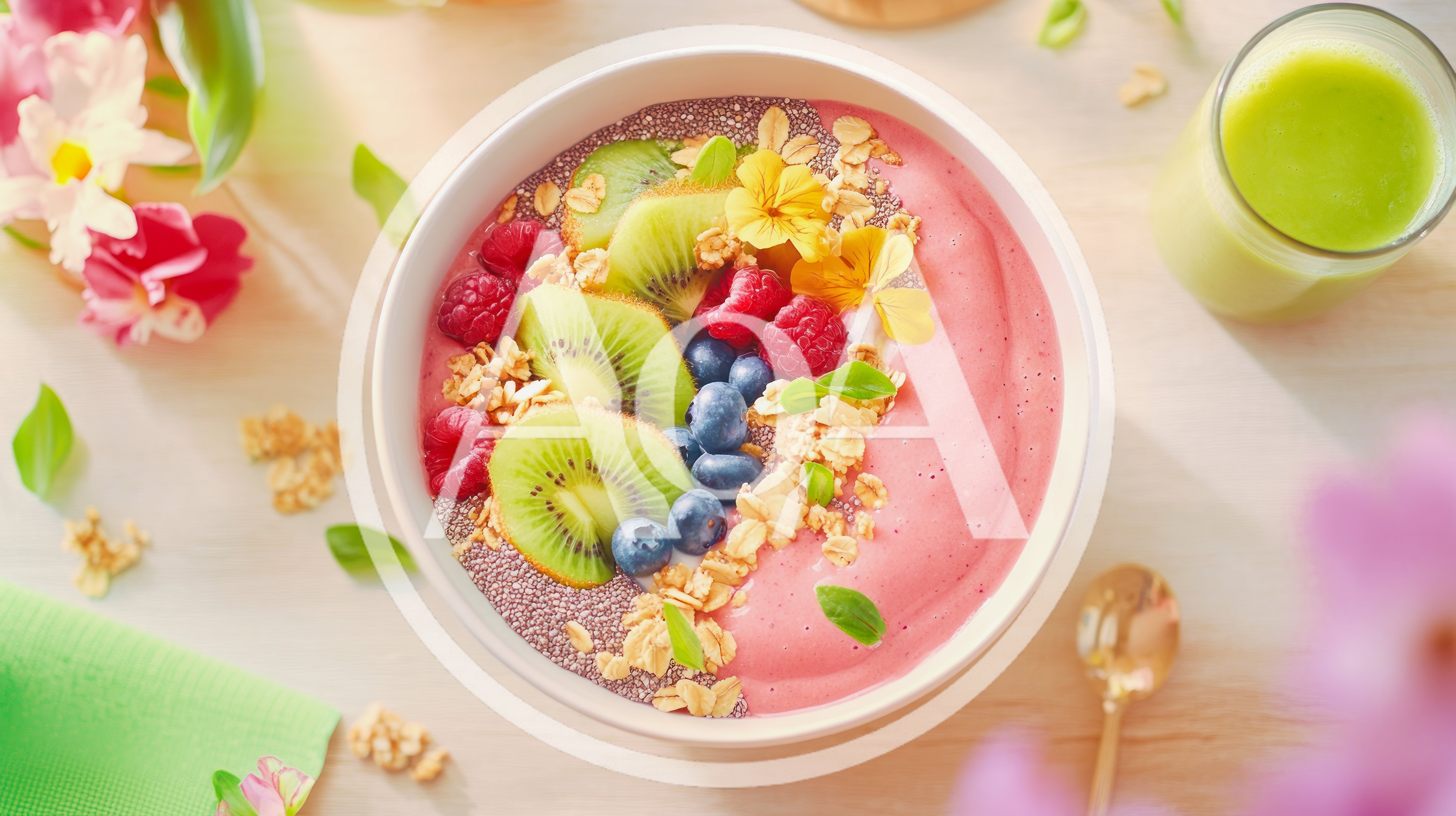 Healthy Fruit Smoothie Bowl With Granola And Berries