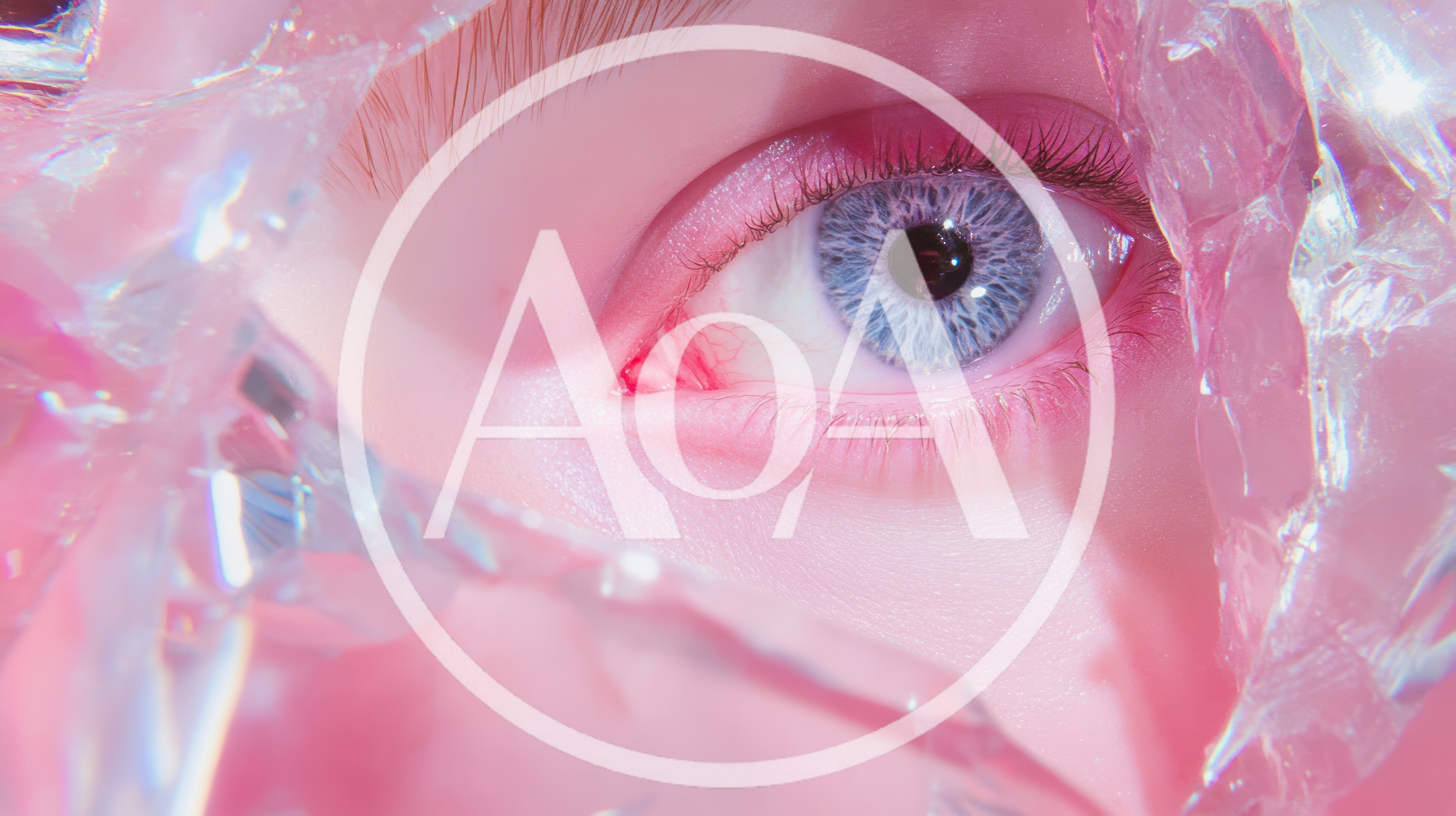 Close Up Of A Blue Eye Behind Shattered Glass