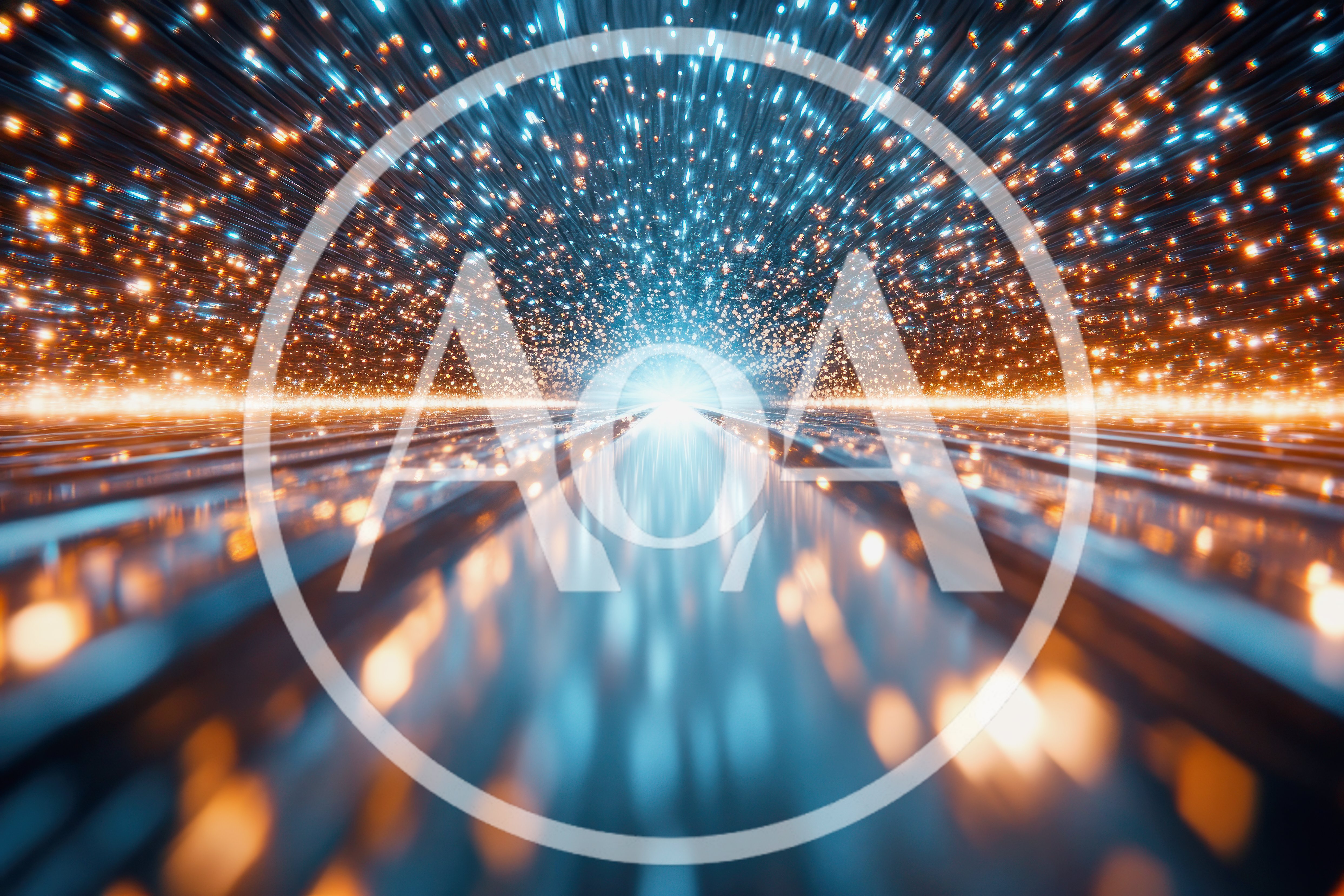 Abstract Digital Data Stream Tunnel With Glowing Particles