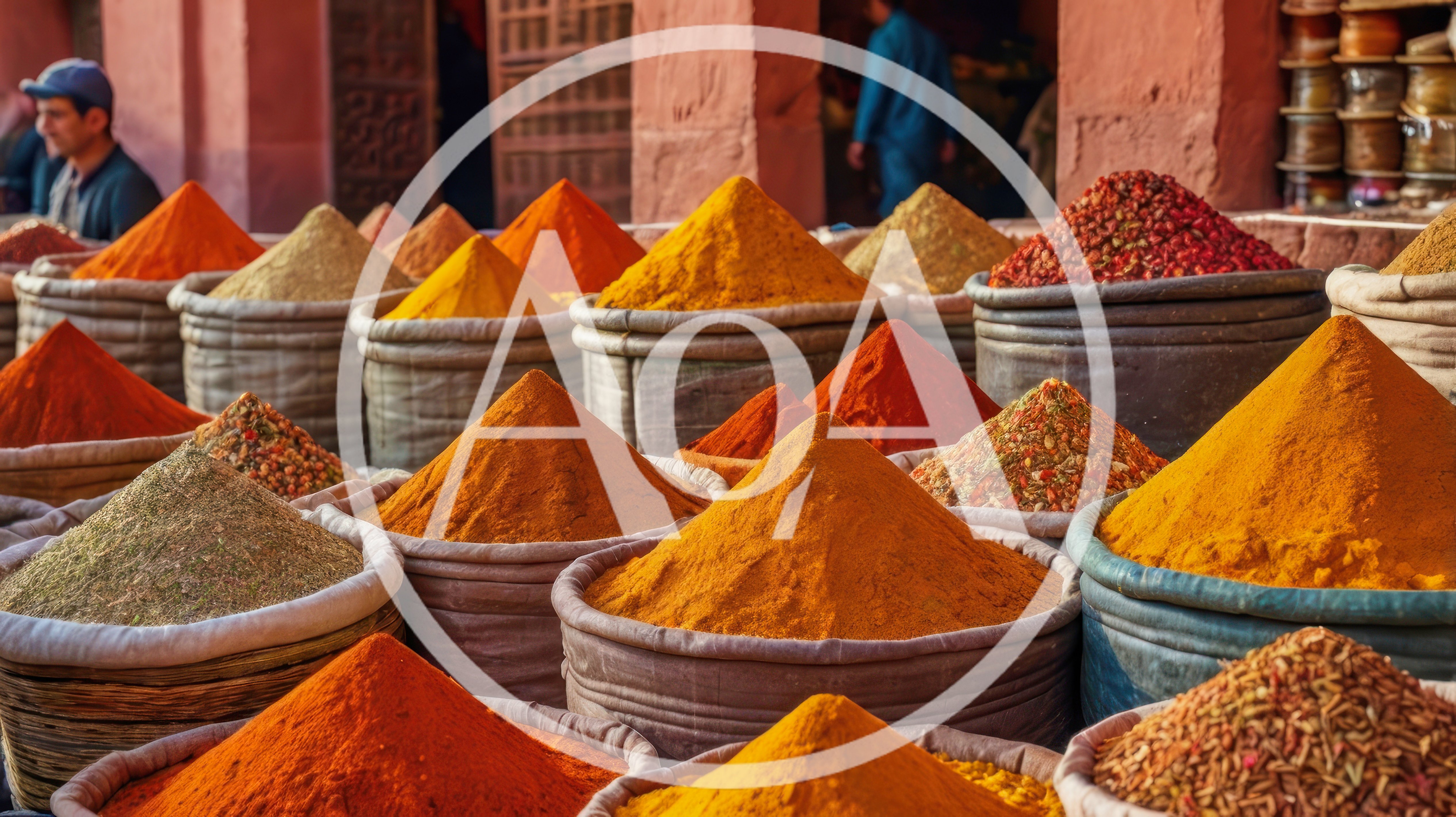 Colorful Spice Cones In A Traditional Moroccan Market