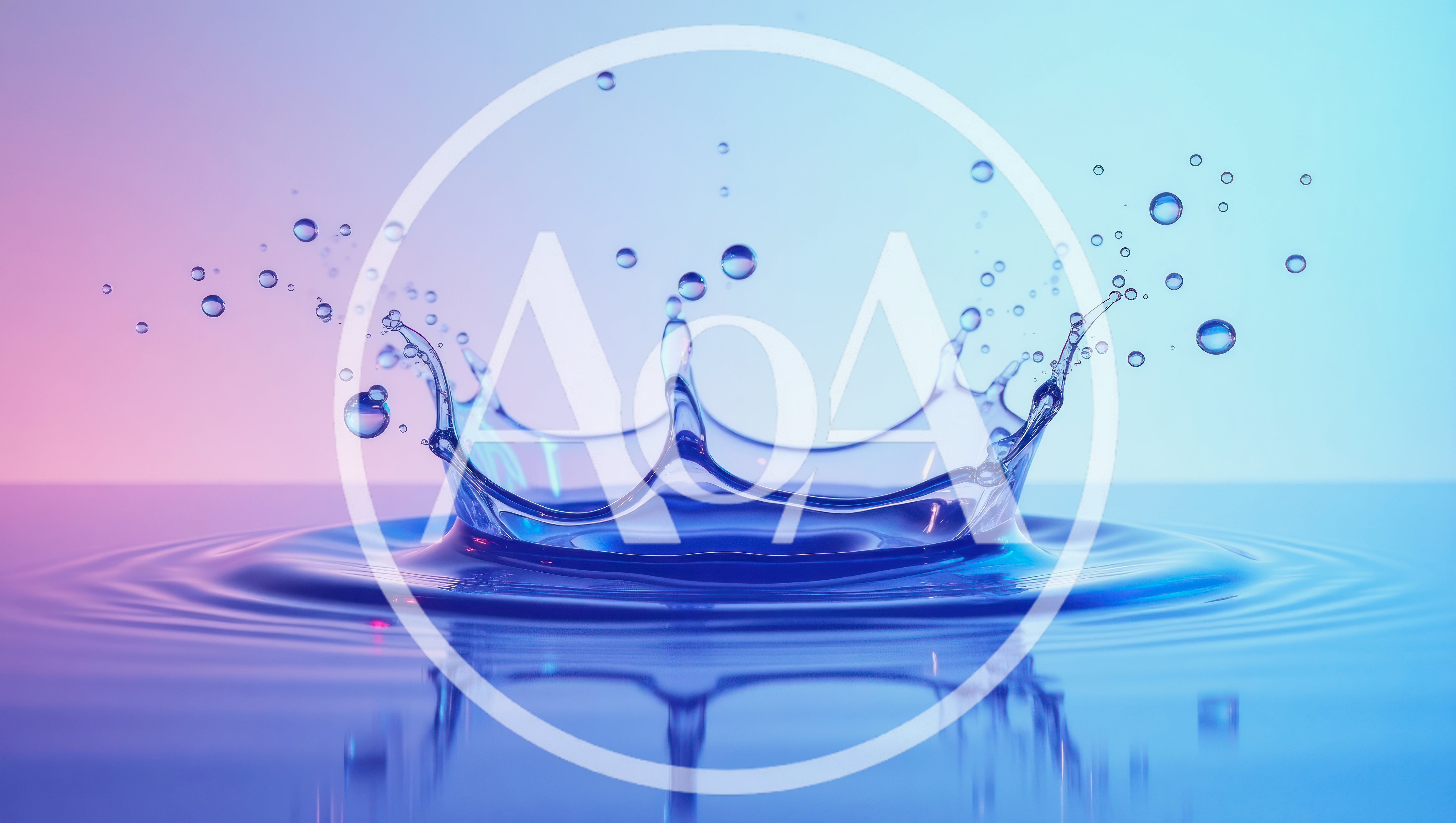 Water Crown Splash With Droplets On Gradient Background
