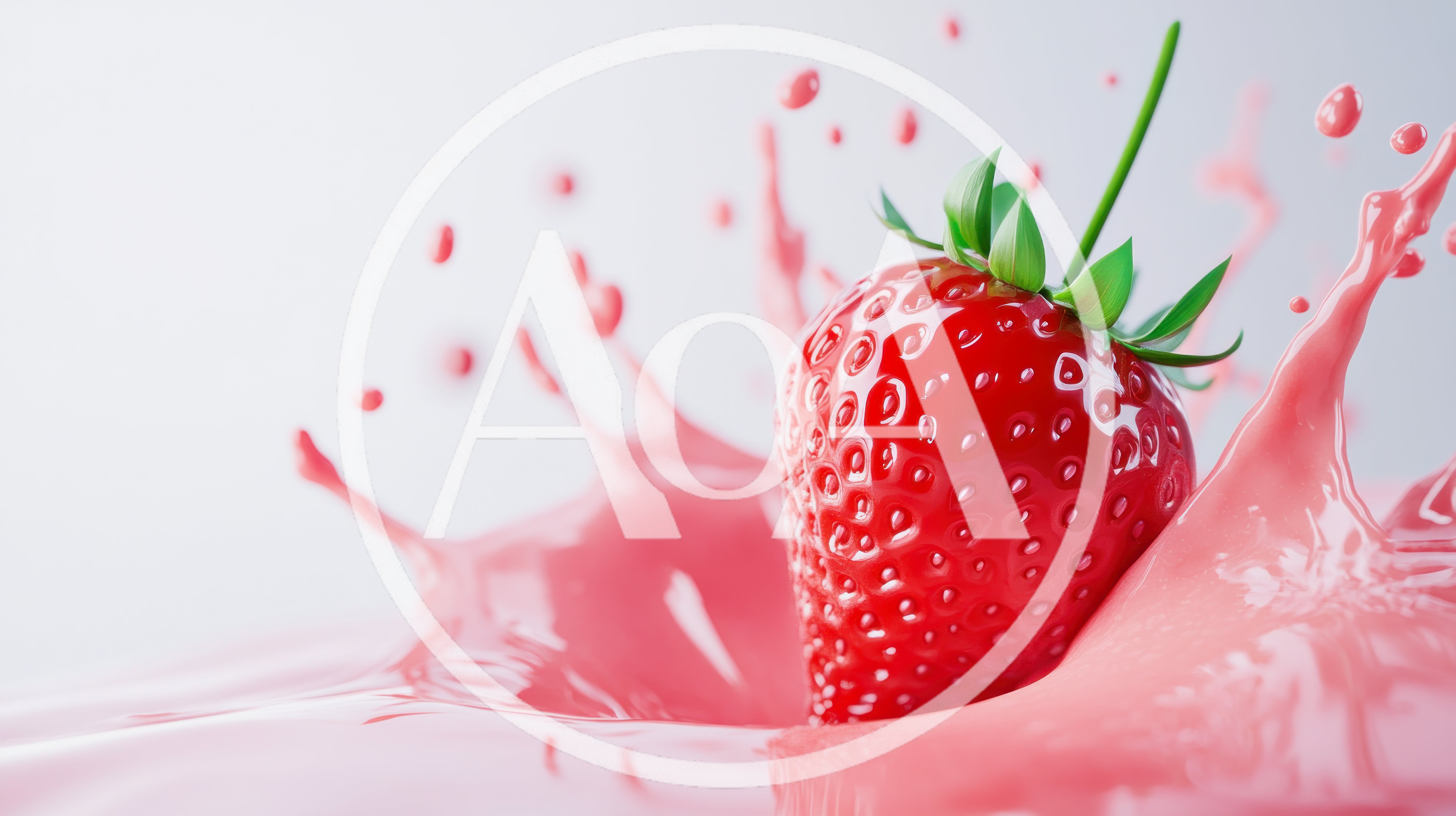 Fresh Strawberry Falling Into Pink Cream Splash