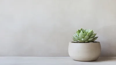 Succulent Plant In A Minimalist Concrete Pot