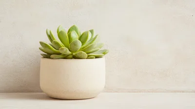 Green Succulent Plant In A Minimalist Ceramic Pot