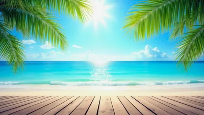 Tropical Beach View From A Wooden Deck