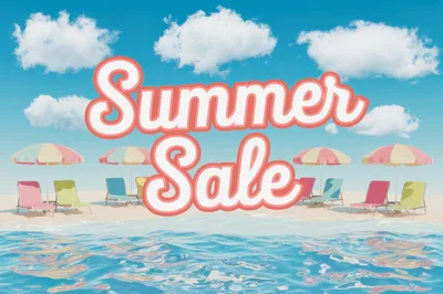 Summer Sale Text Overlay On Tropical Beach Scene