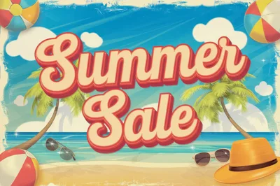 Vintage Summer Sale Poster With Beach Elements