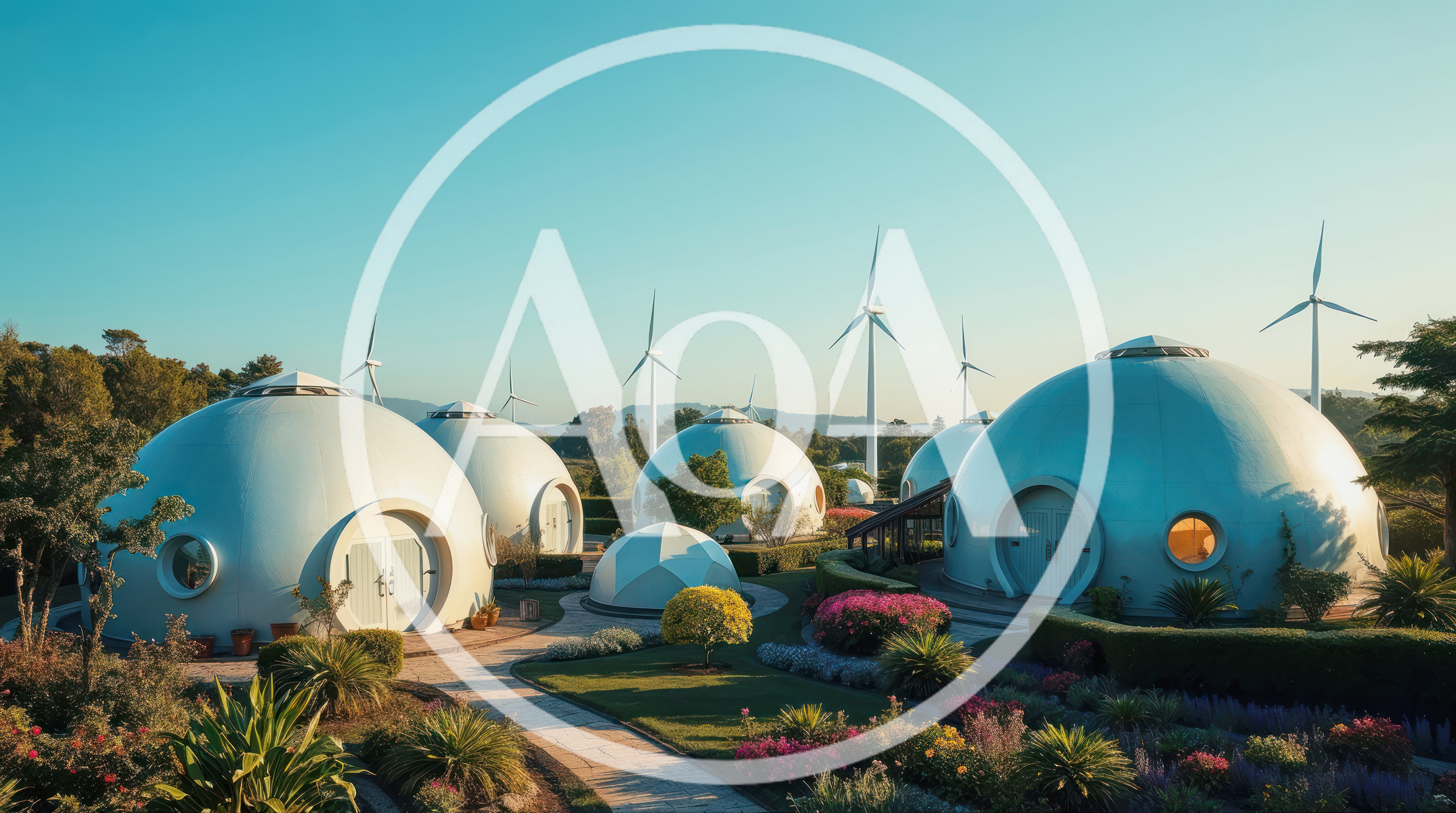 Futuristic Eco Friendly Dome Houses With Wind Turbines
