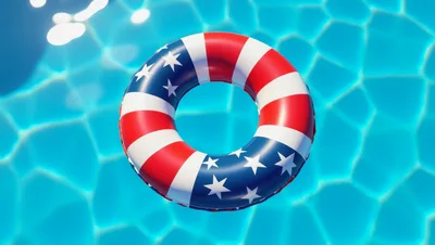American Flag Pattern Pool Float In Swimming Pool