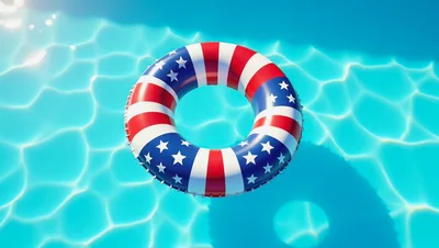American Flag Pattern Pool Float In Swimming Pool
