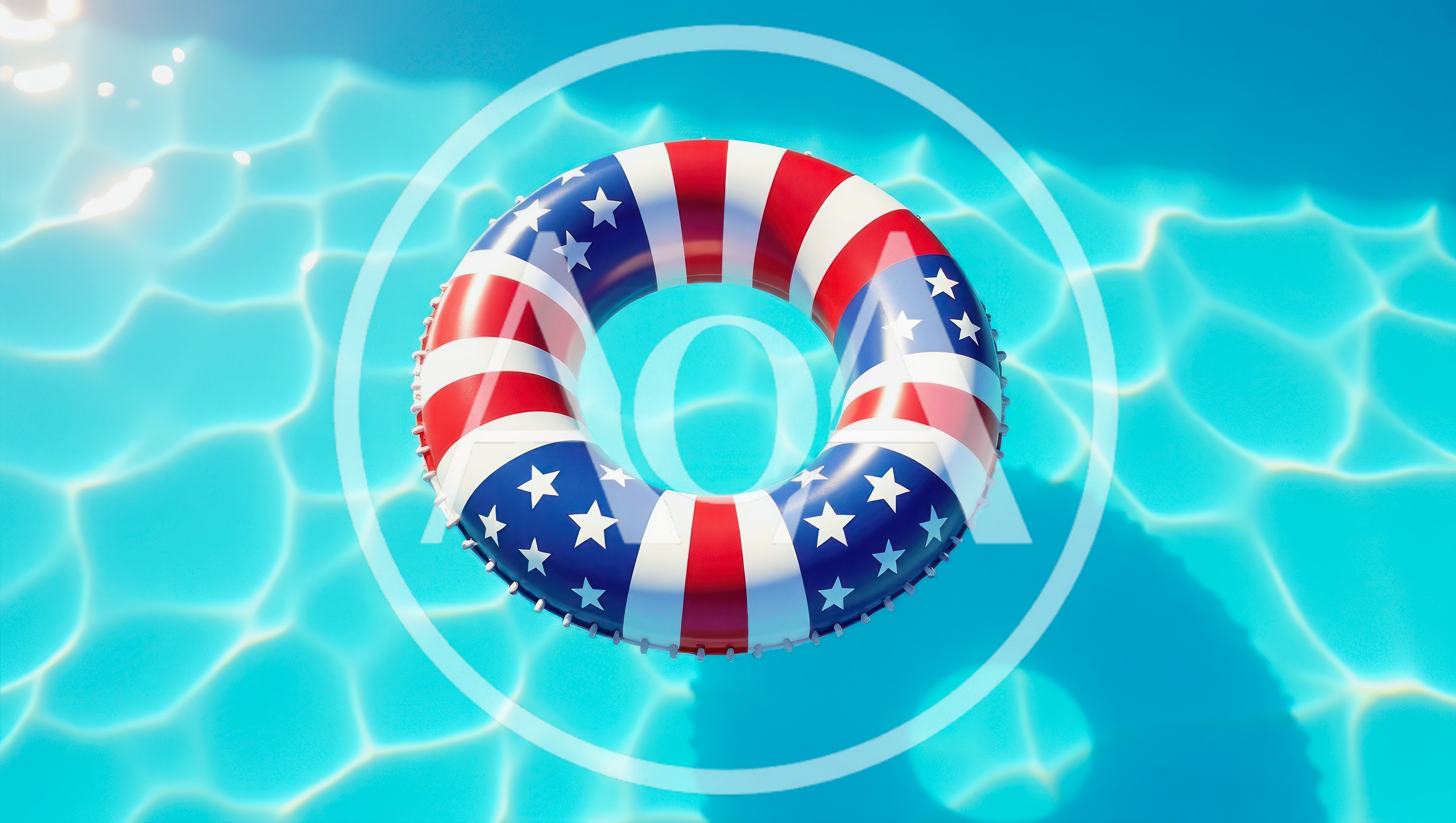 American Flag Pattern Pool Float In Swimming Pool