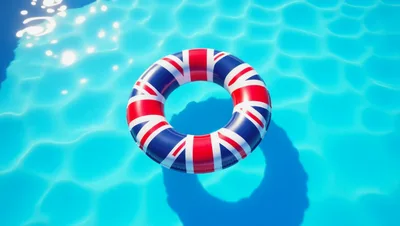 Union Jack Pool Float Floating In Blue Water