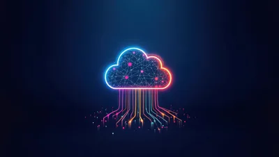 Neon Digital Cloud Computing Network Concept