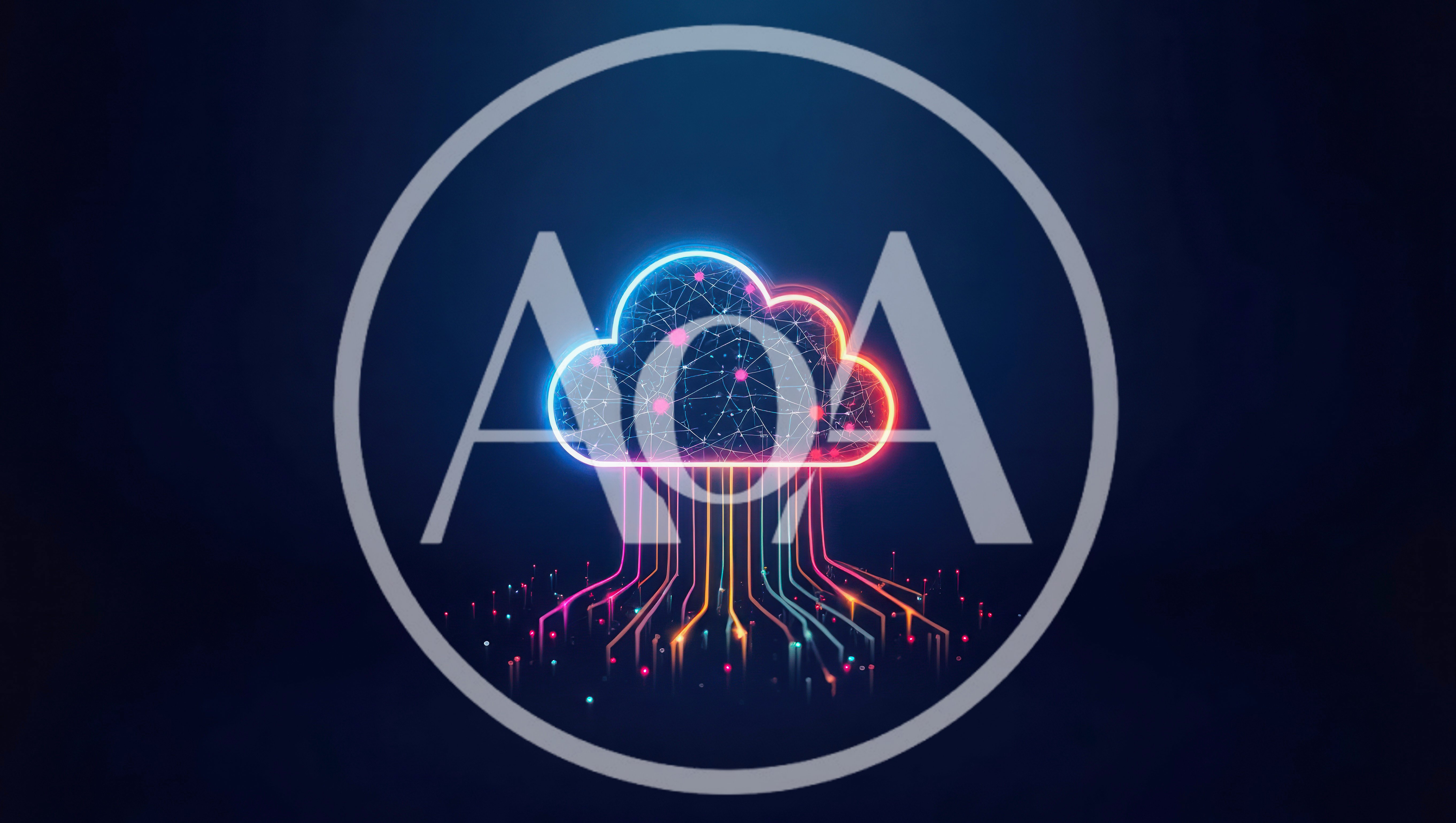 Neon Digital Cloud Computing Network Concept