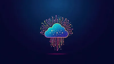 Digital Cloud Computing Concept With Circuit Board Patterns