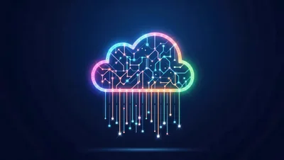 Digital Cloud Computing Network Concept With Glowing Circuitry
