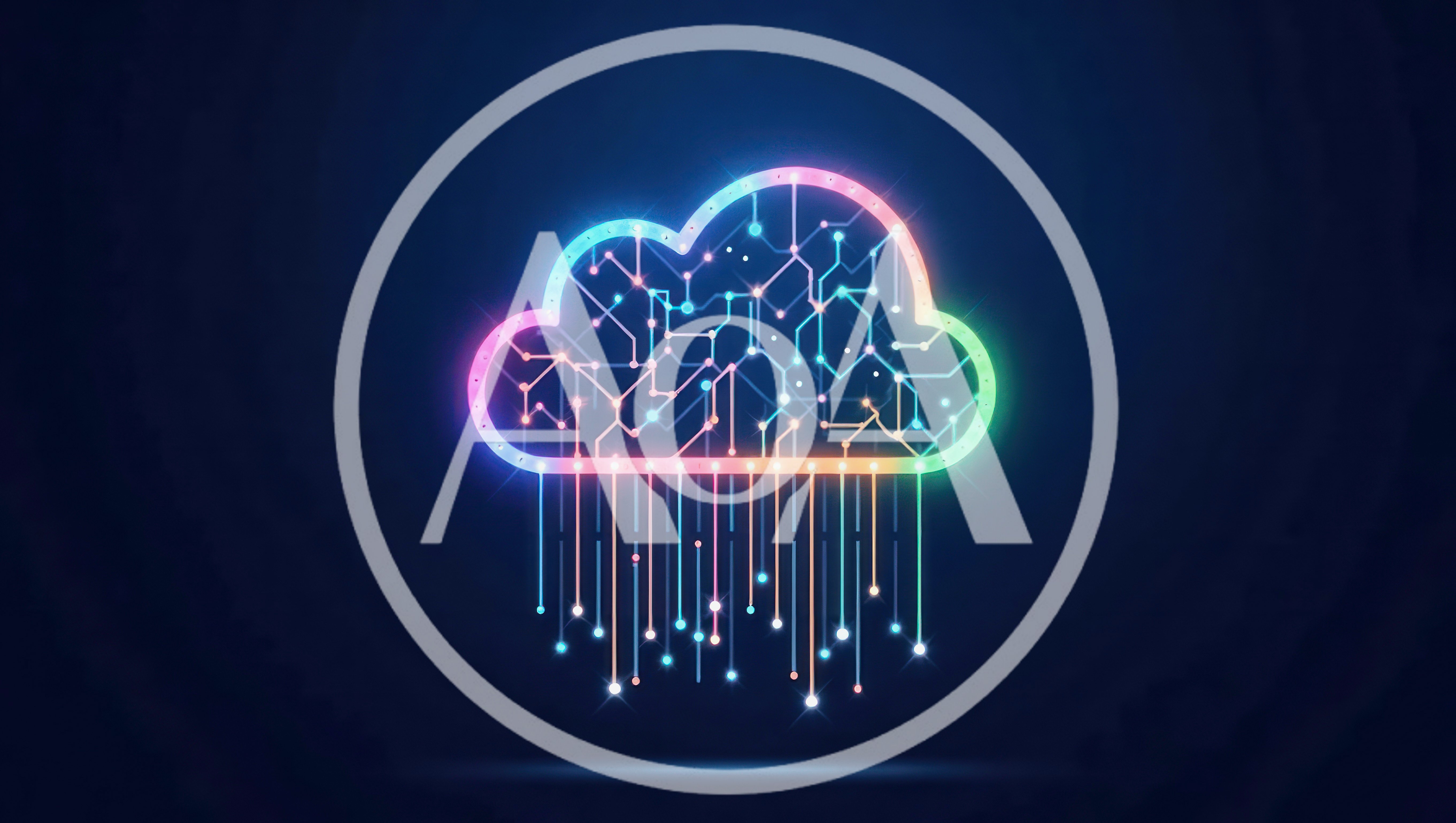 Digital Cloud Computing Network Concept With Glowing Circuitry