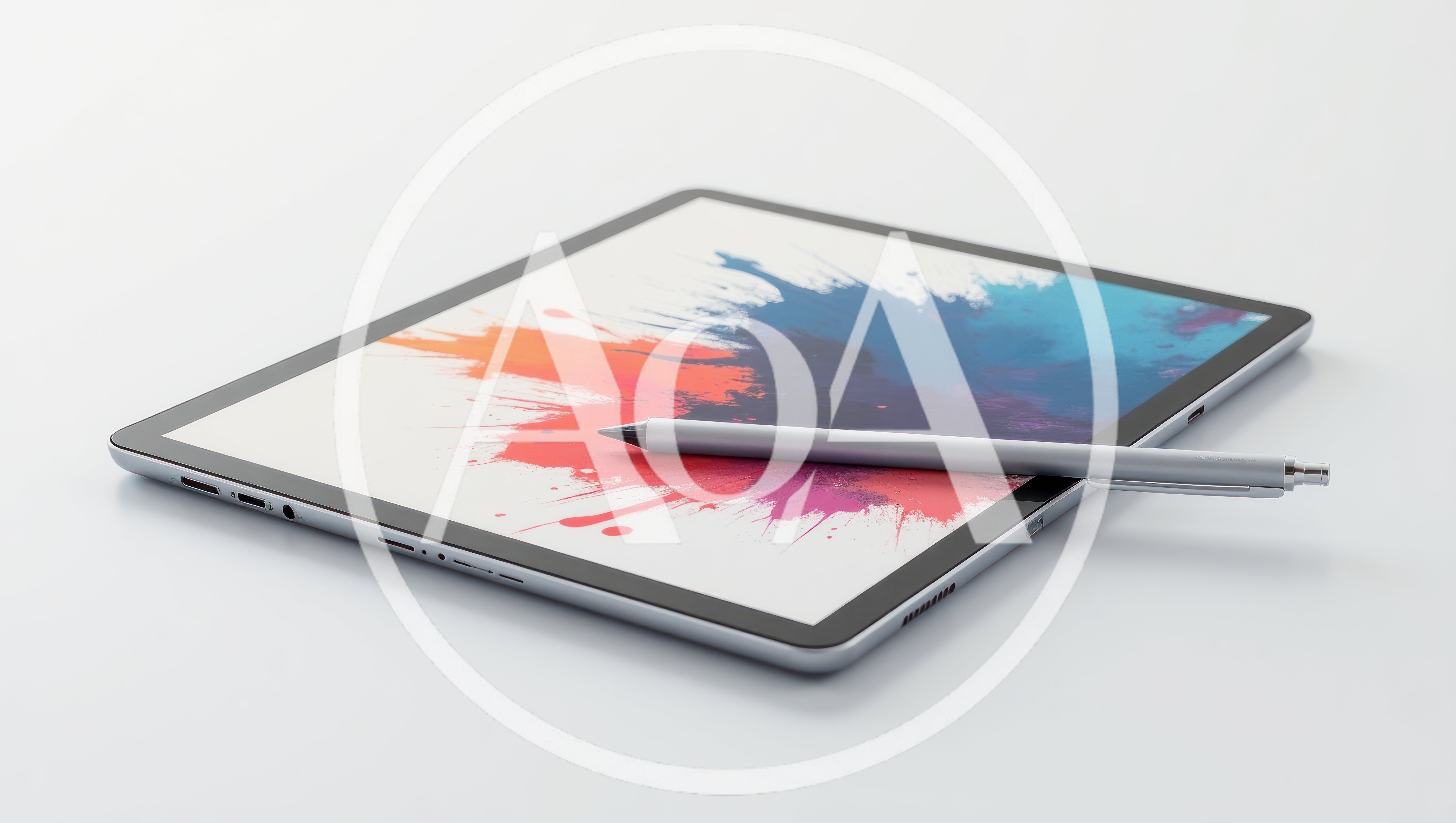 Digital Tablet With Stylus Pen On White Background