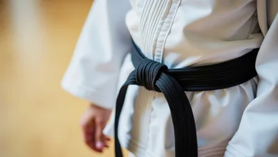 Martial Artist Wearing A Traditional White Gi And Black Belt