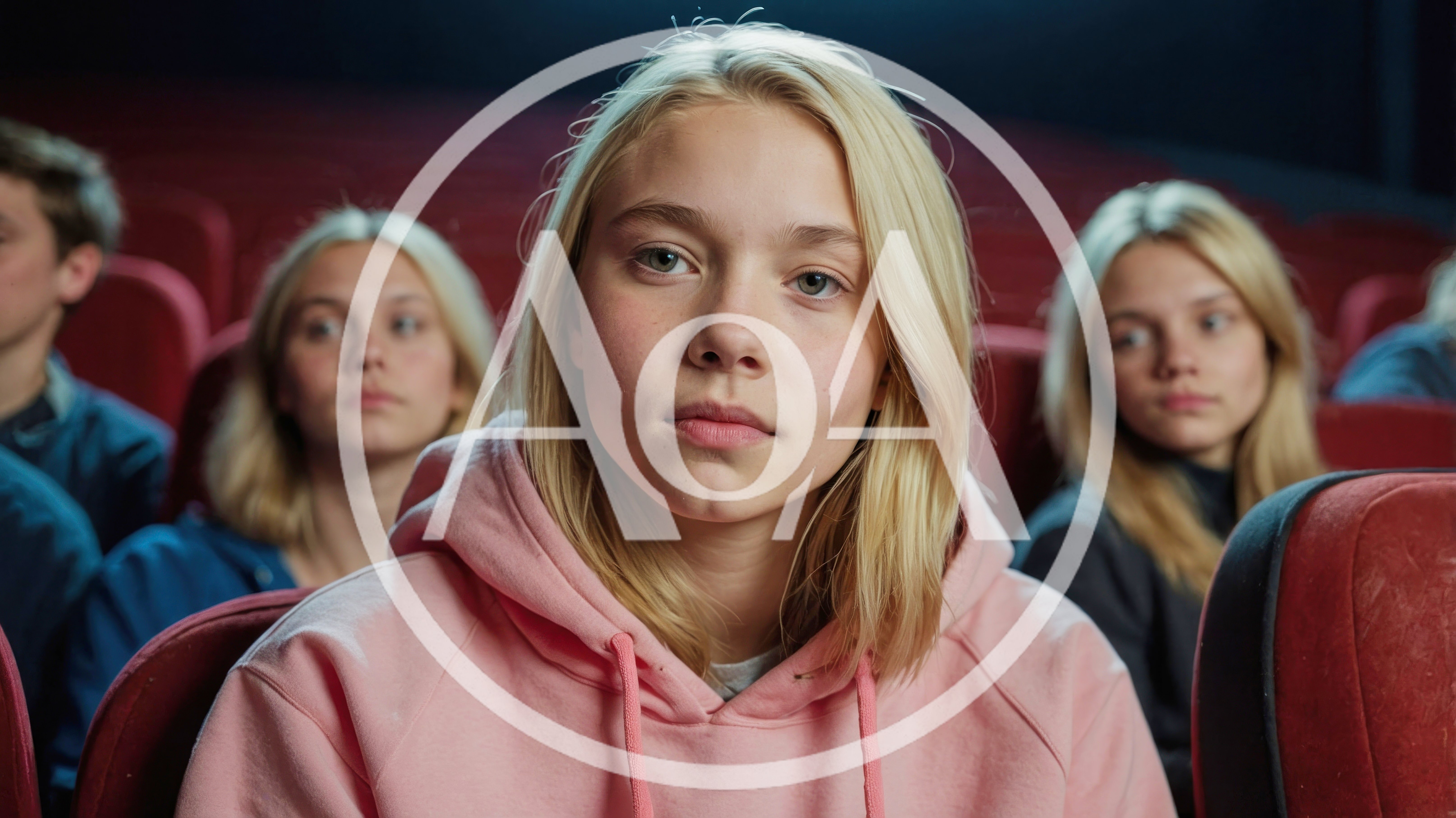 Young Woman Watching A Movie In A Cinema