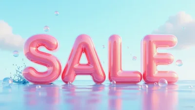 3D Pink Inflatable Sale Text Floating on Water