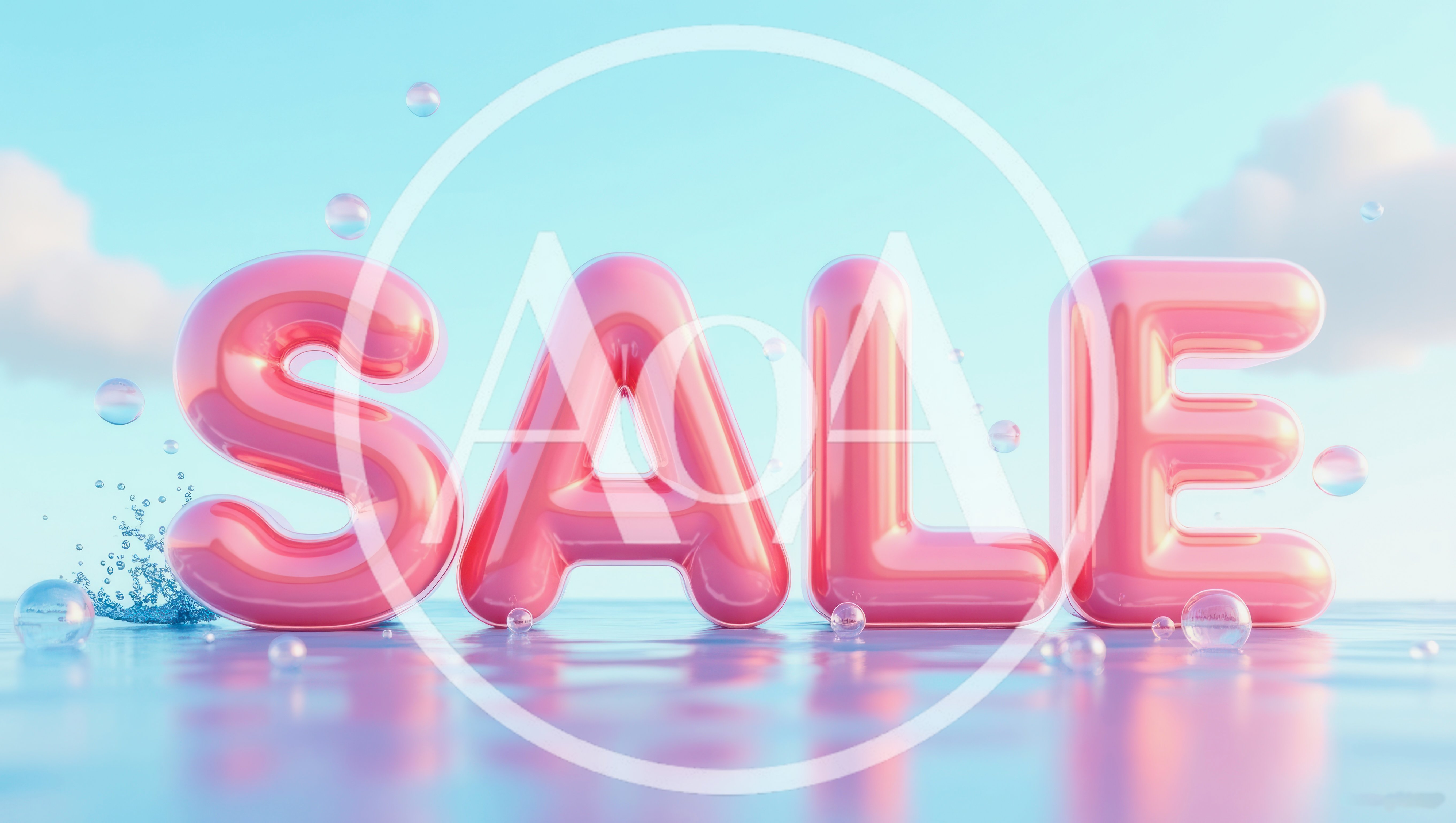 3D Pink Inflatable Sale Text Floating on Water