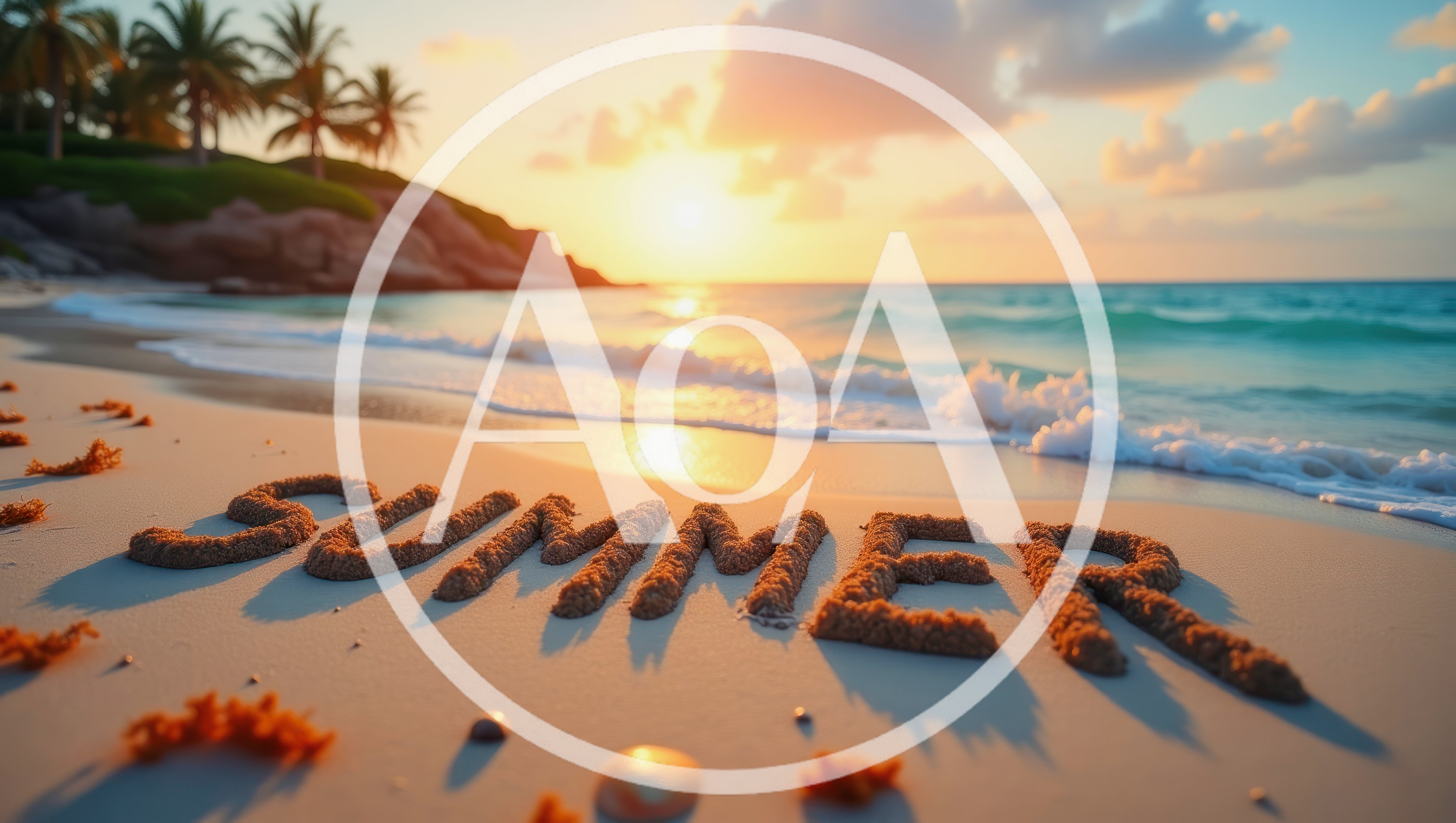 Summer Word Written In Sand On Tropical Beach