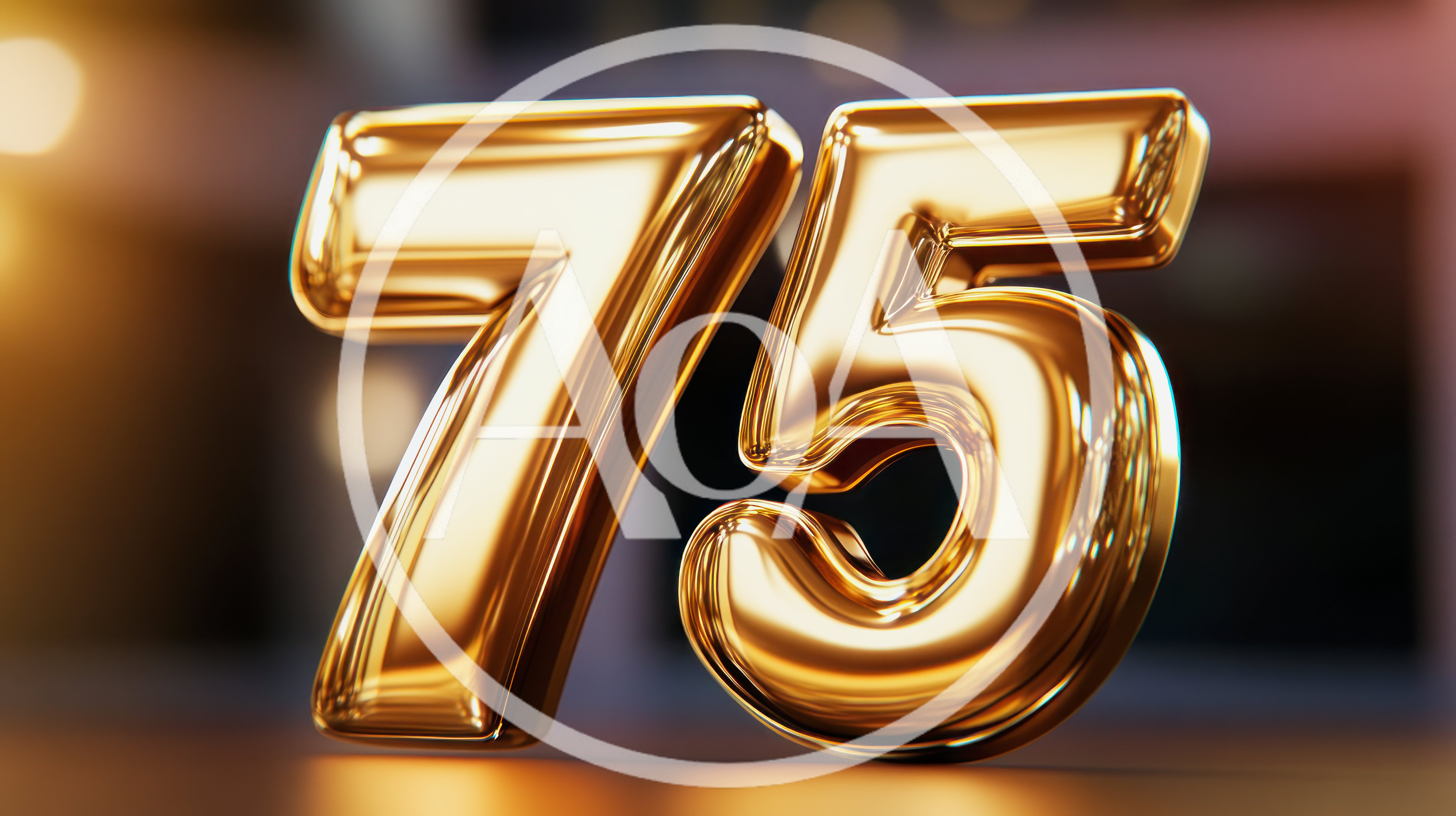 Golden Metallic Number Seventy Five 3D Render