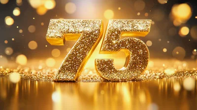 Golden Glittering Number Seventy Five Anniversary Celebration