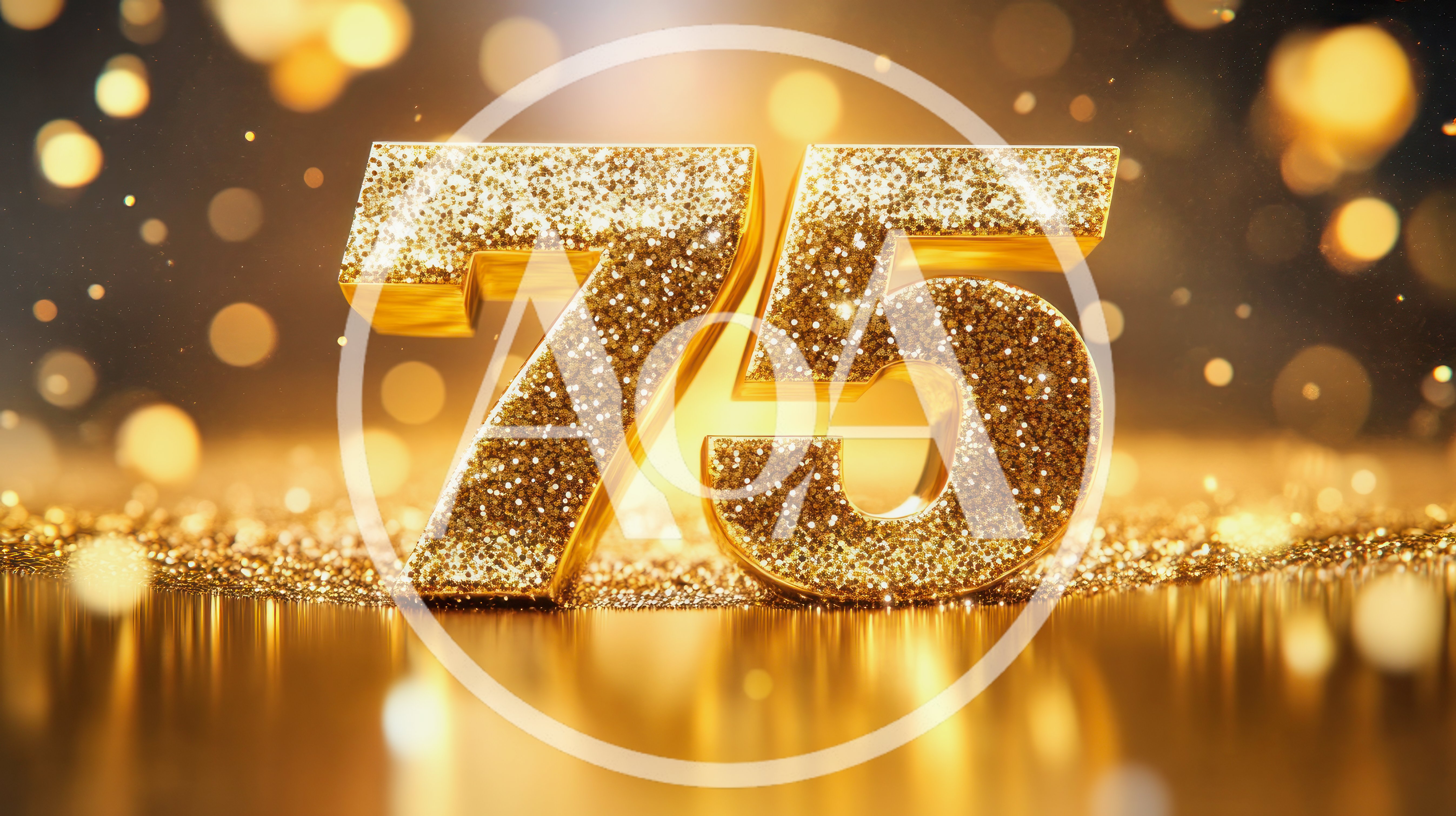Golden Glittering Number Seventy Five Anniversary Celebration