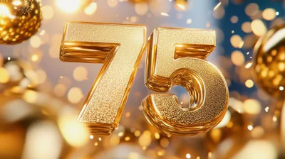 Golden 75th Anniversary Celebration Number Graphic