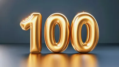 Golden Metallic Number One Hundred Balloon