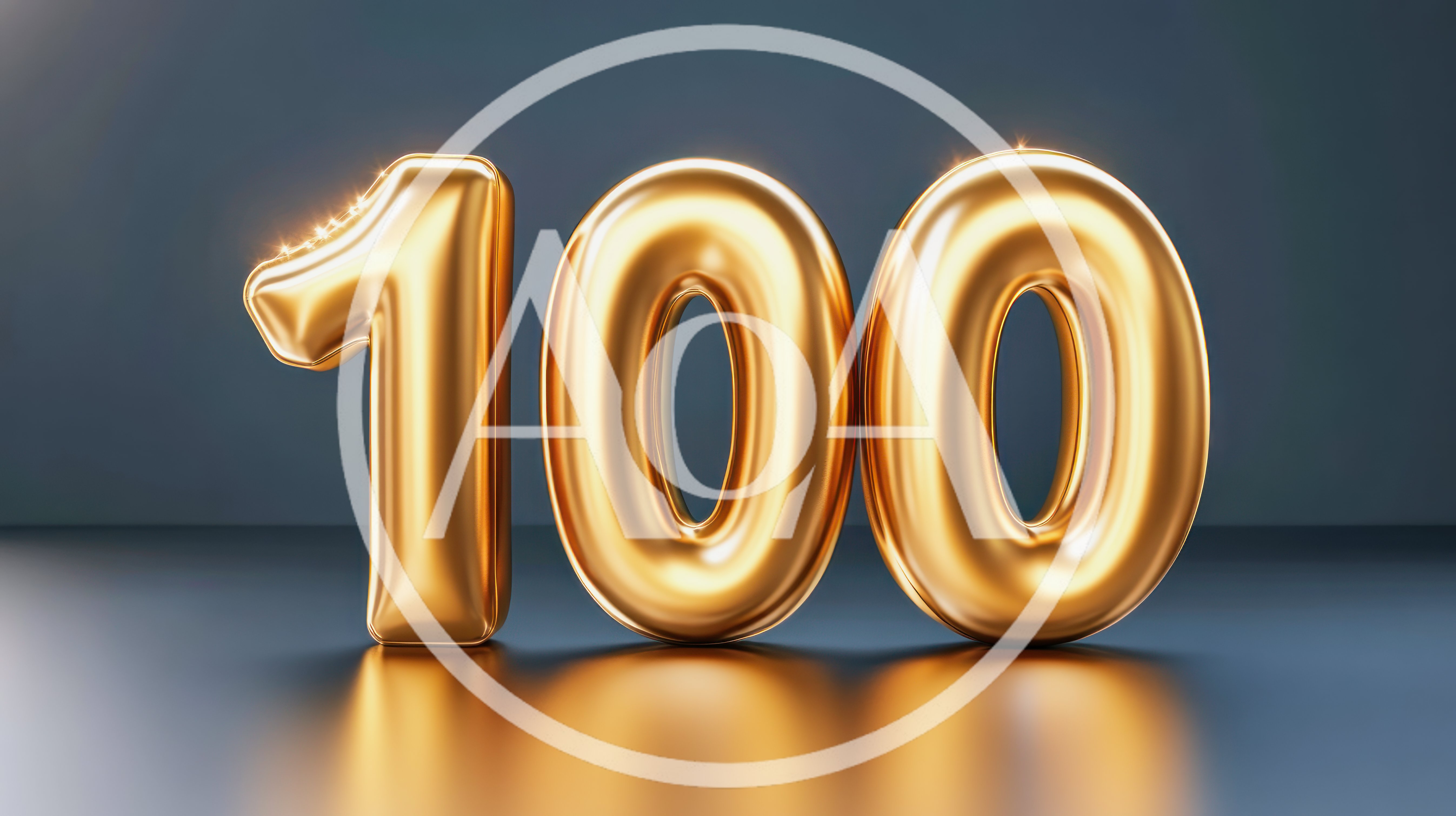 Golden Metallic Number One Hundred Balloon