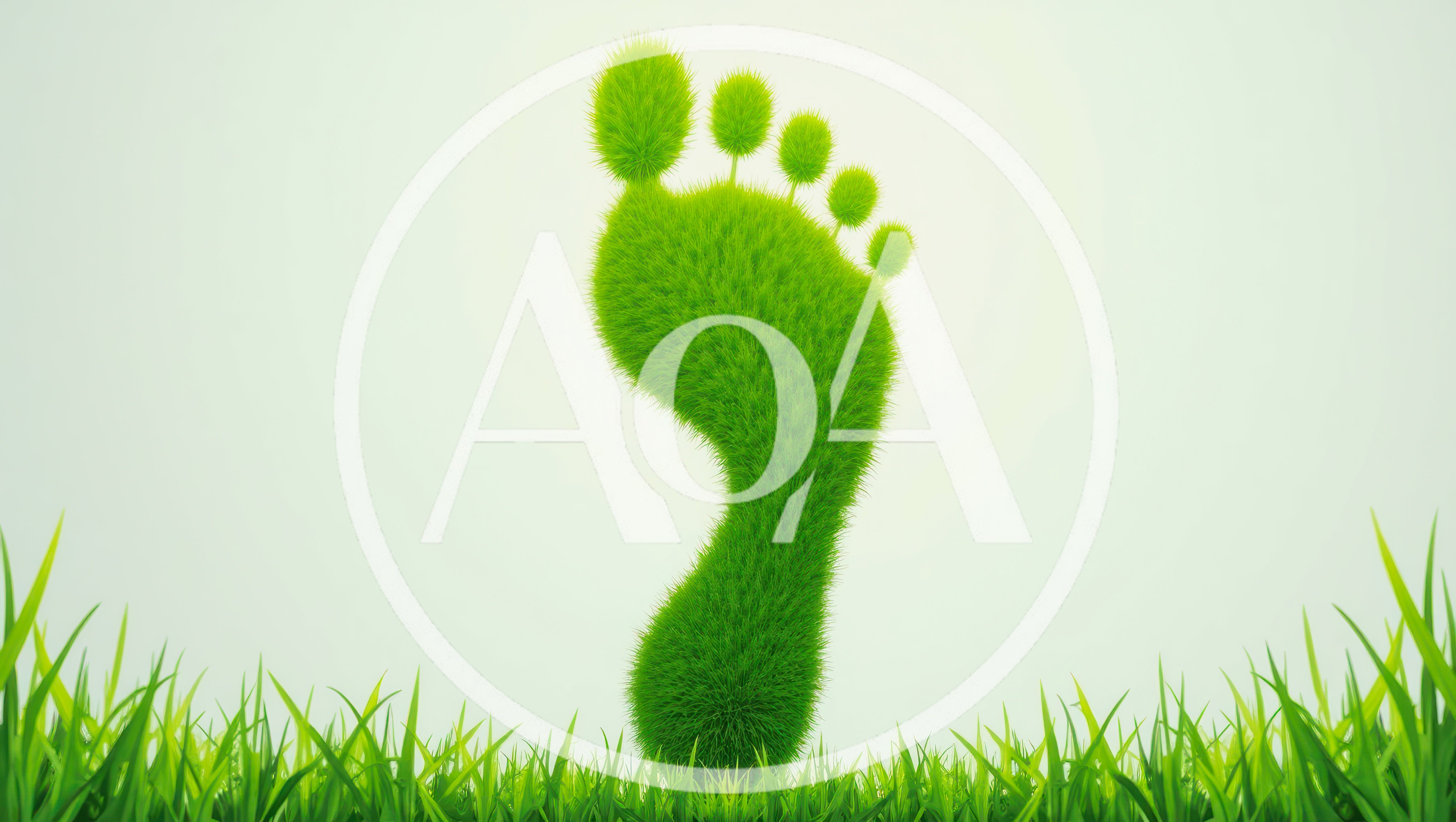 Green Grass Footprint Symbol on White Background