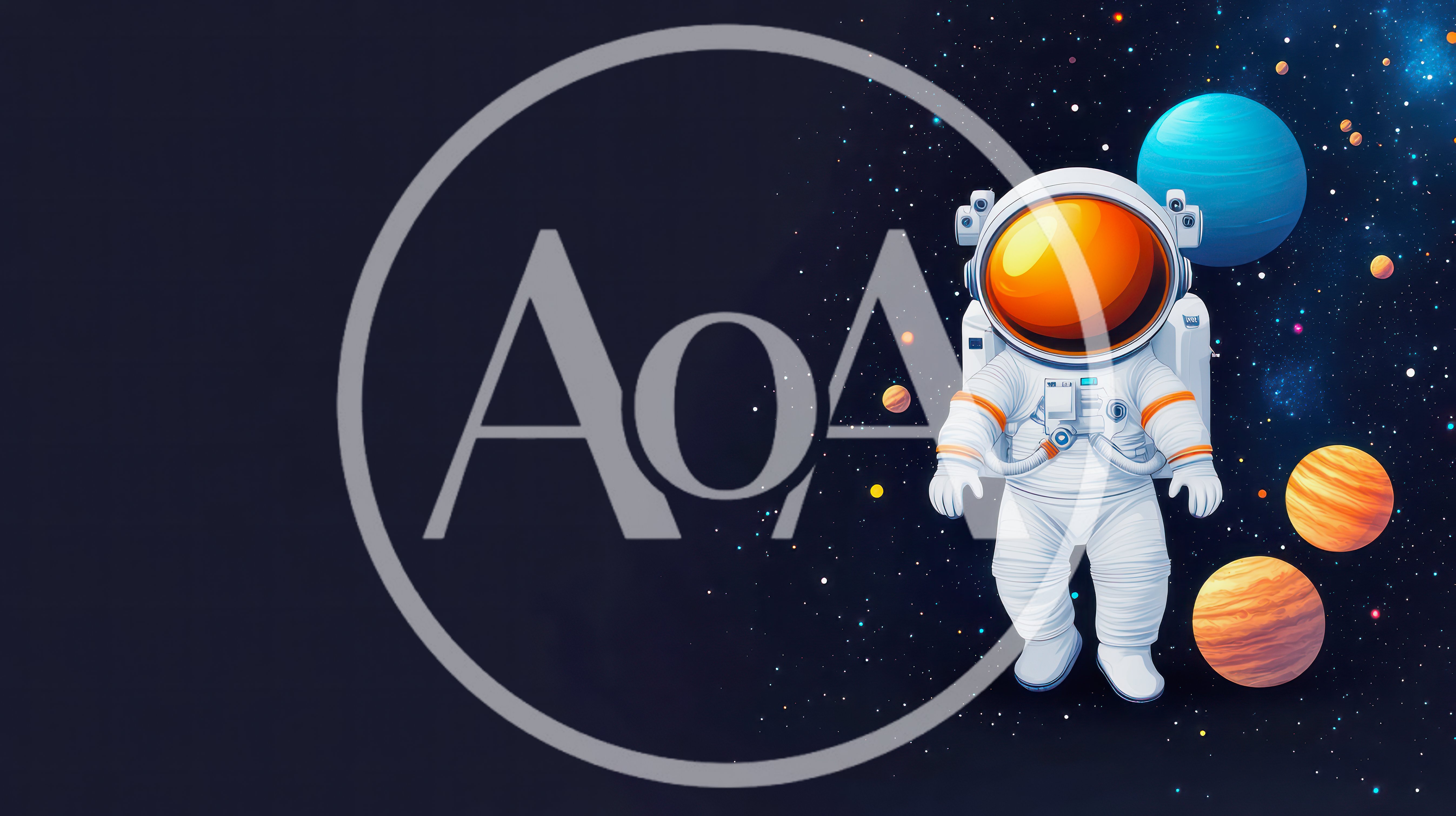 Astronaut Floating In Deep Space With Planets
