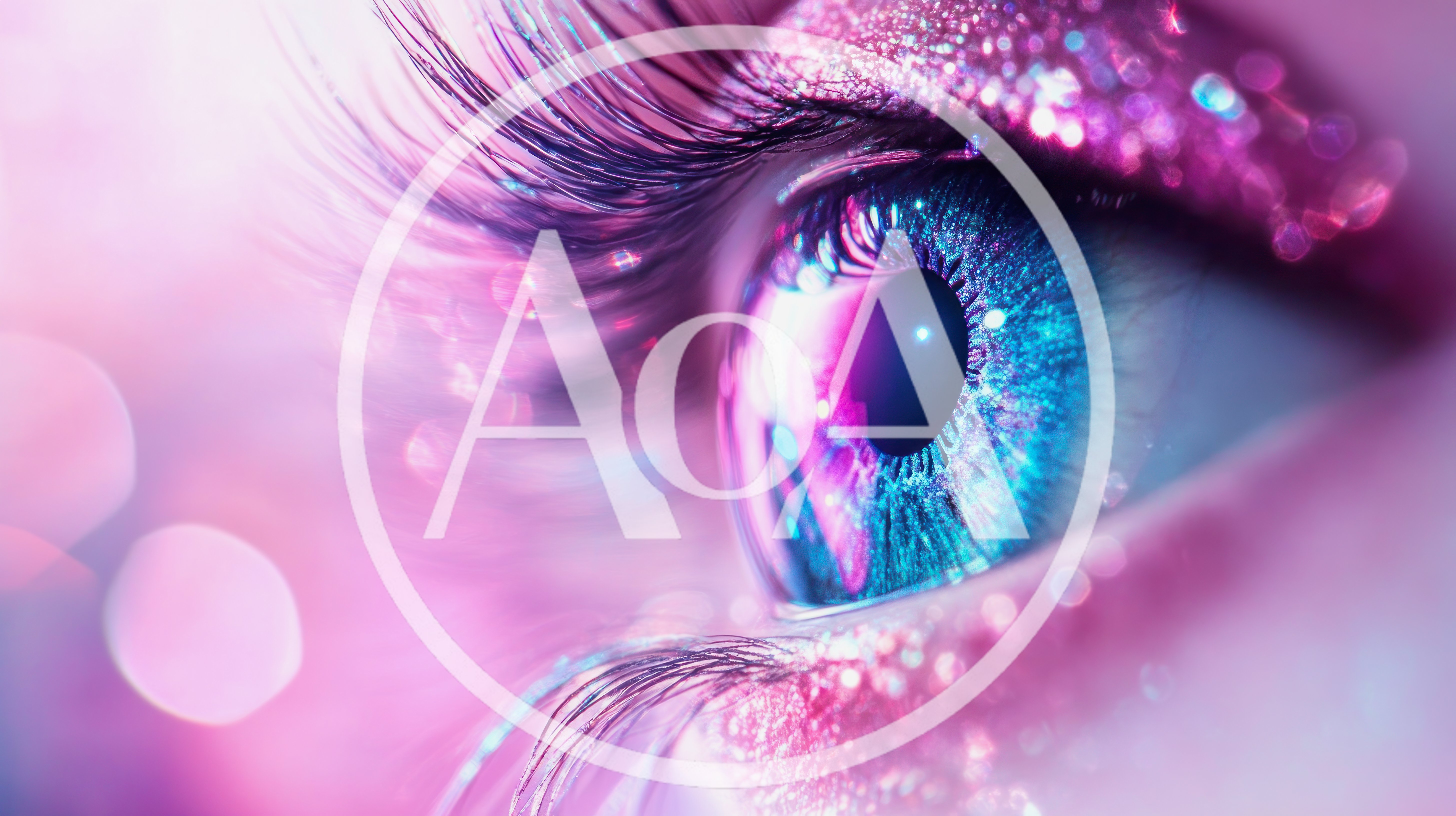 Macro Close Up Of A Human Eye With Glitter Makeup