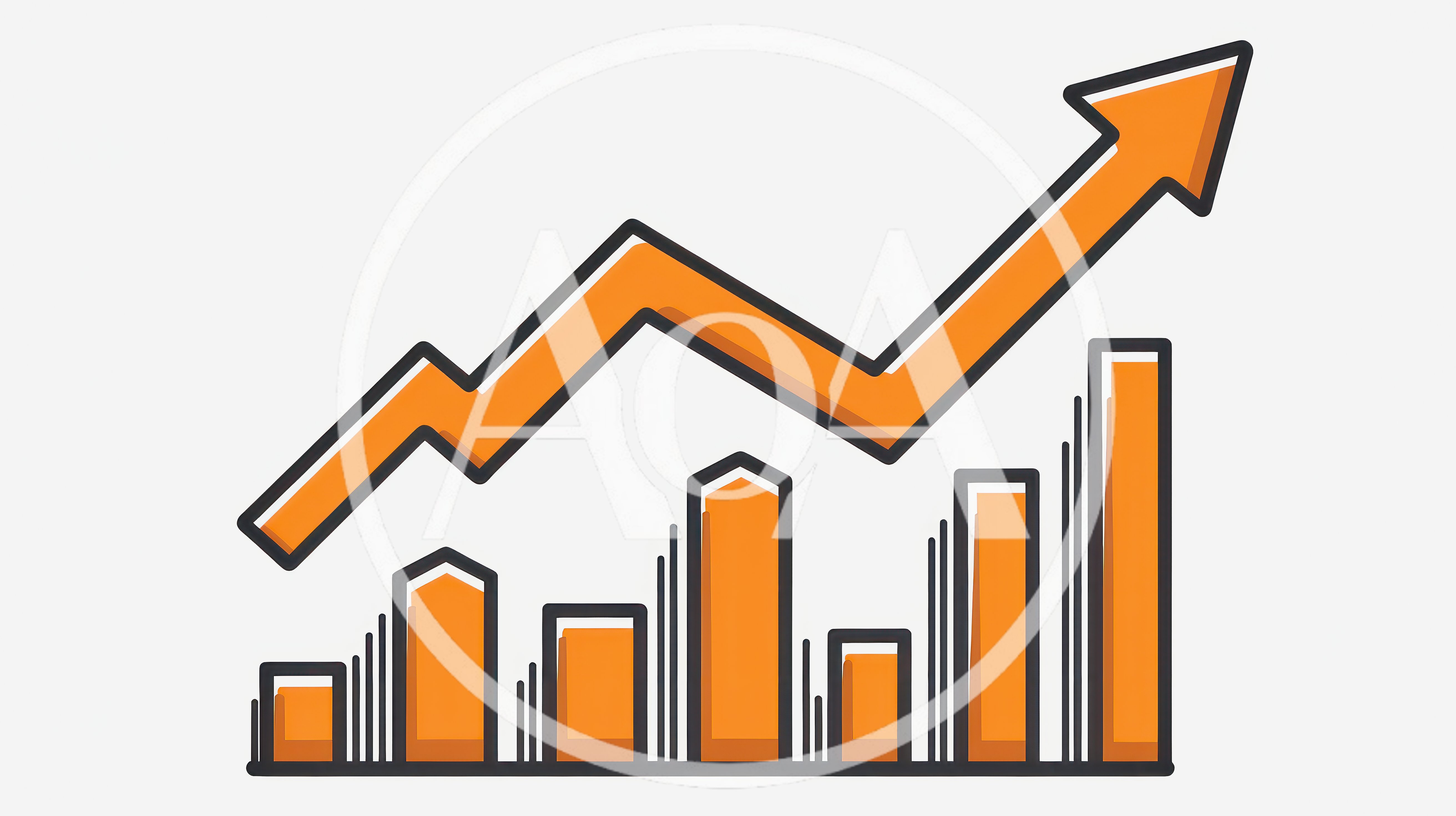 Orange Bar Chart With Rising Trend Line