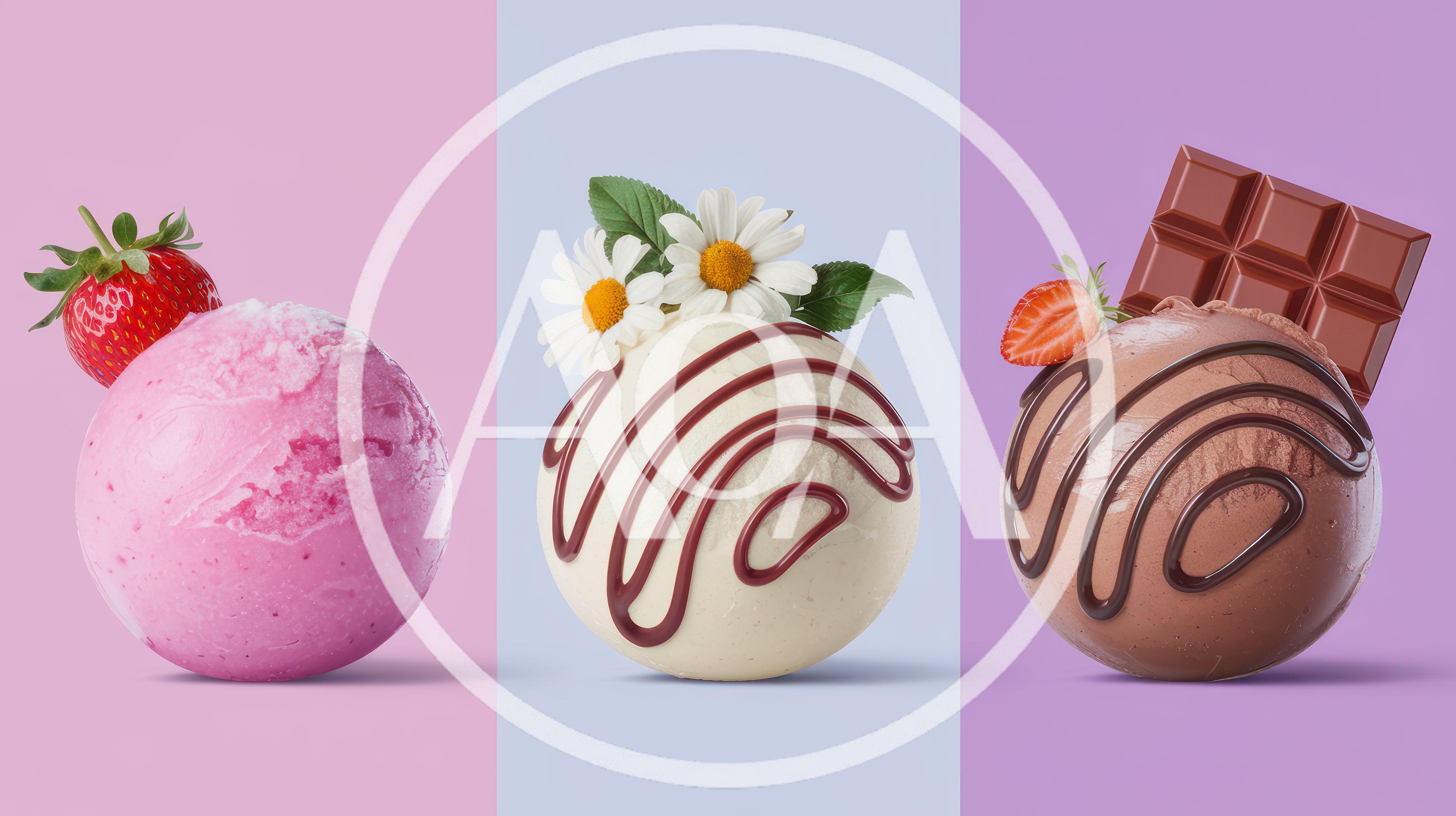 Three Scoops of Gourmet Ice Cream with Toppings