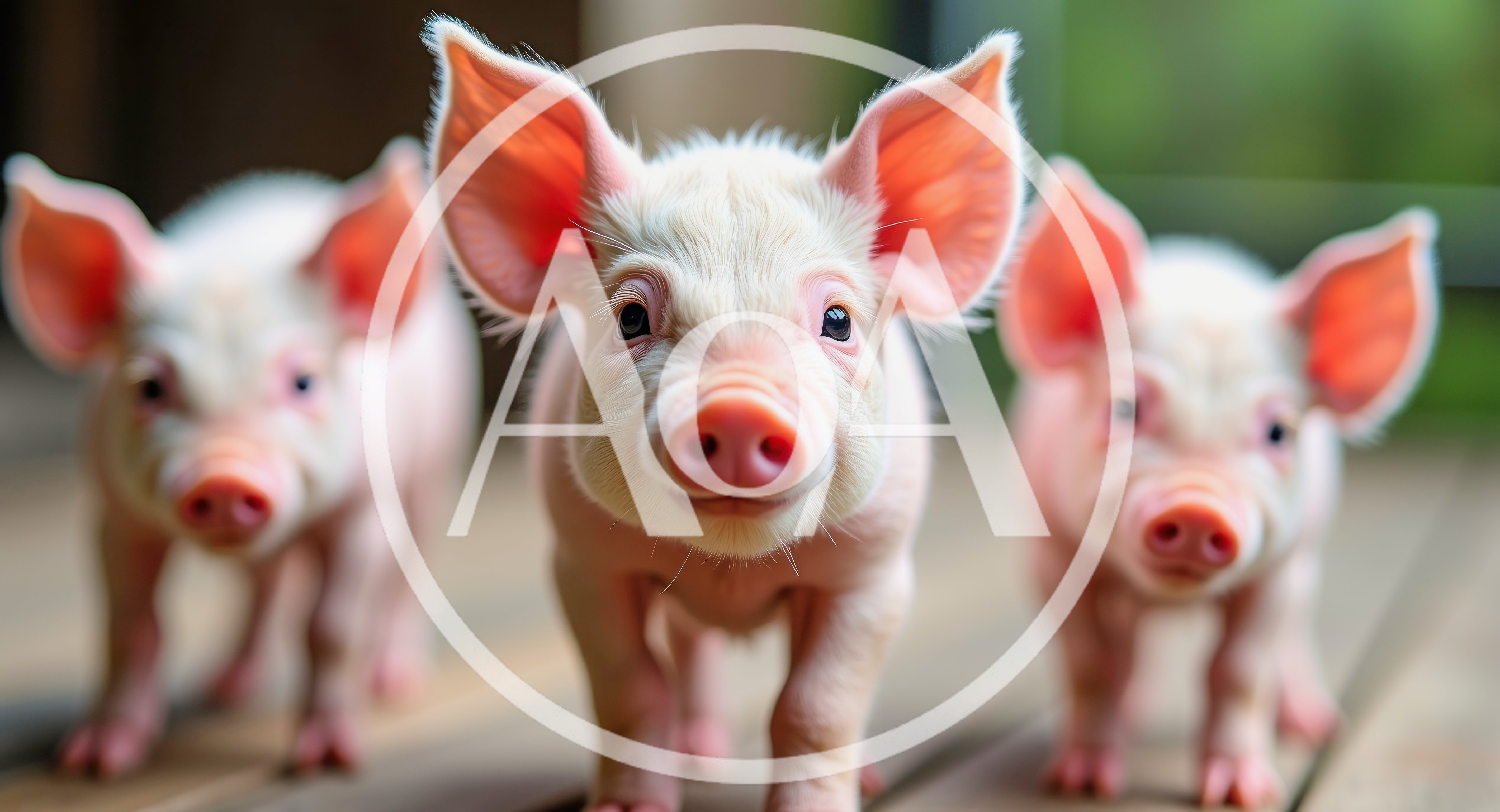 Three Cute Piglets Standing Together