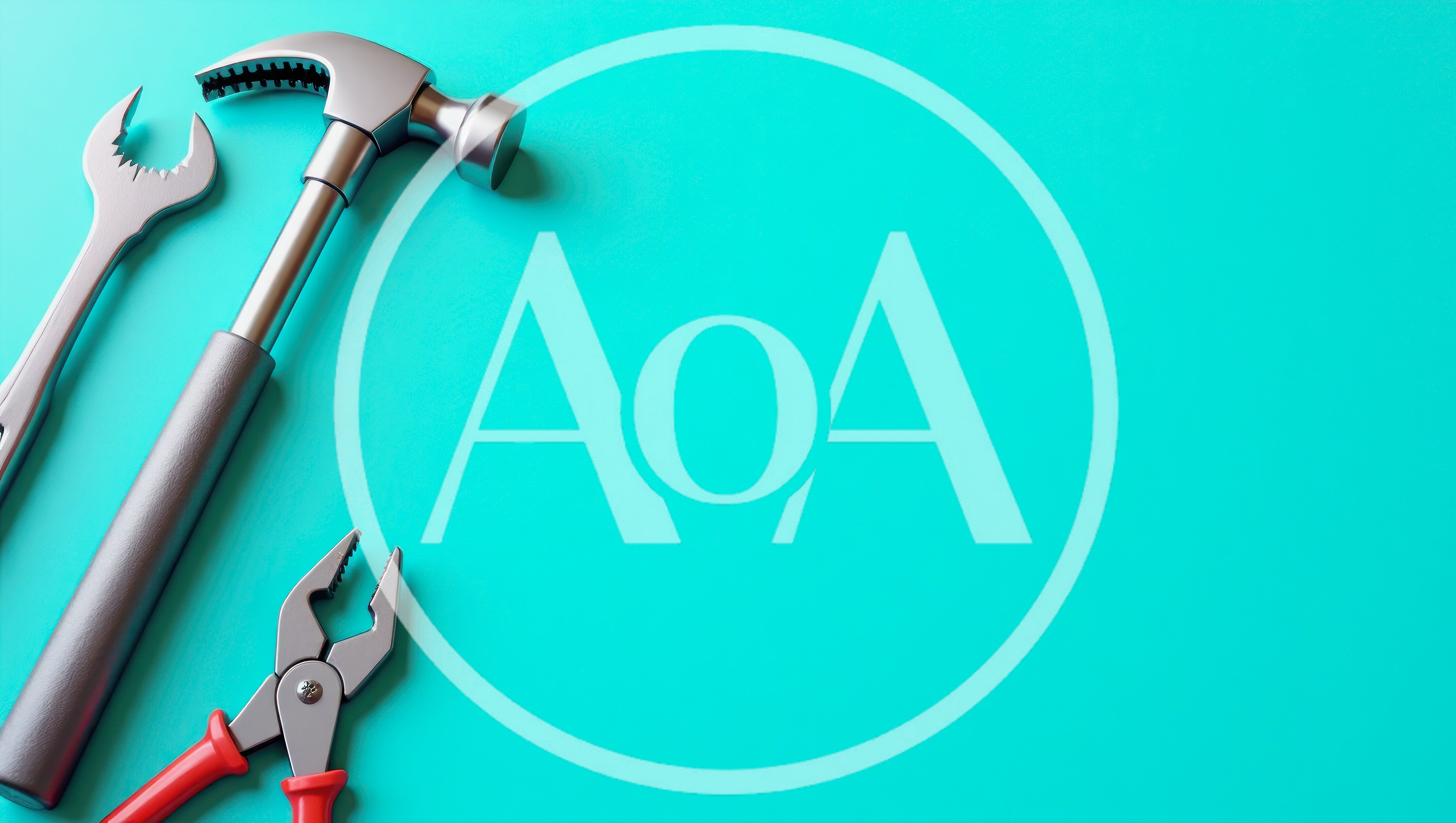 Hammer Wrench and Pliers on Teal Background