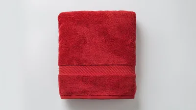 Folded Red Cotton Bath Towel