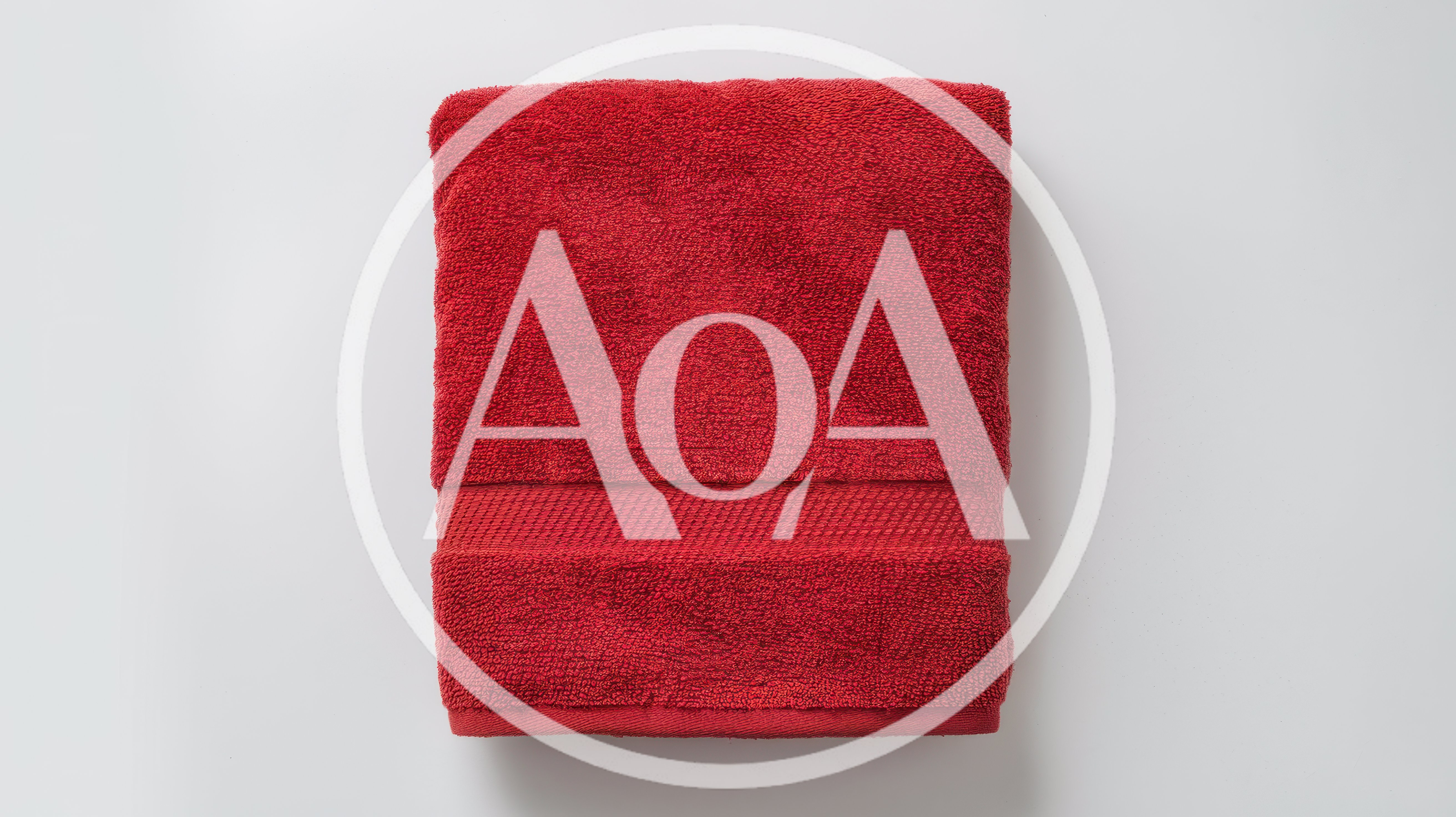 Folded Red Cotton Bath Towel