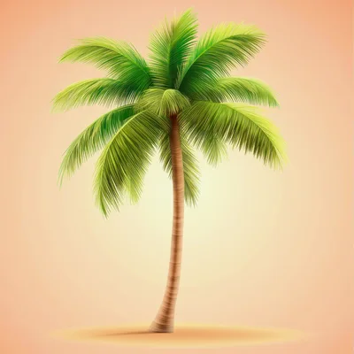 Single Tropical Palm Tree Isolated On Solid Background
