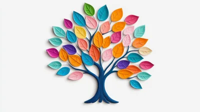 Quilling Paper Art Tree With Colorful Leaves