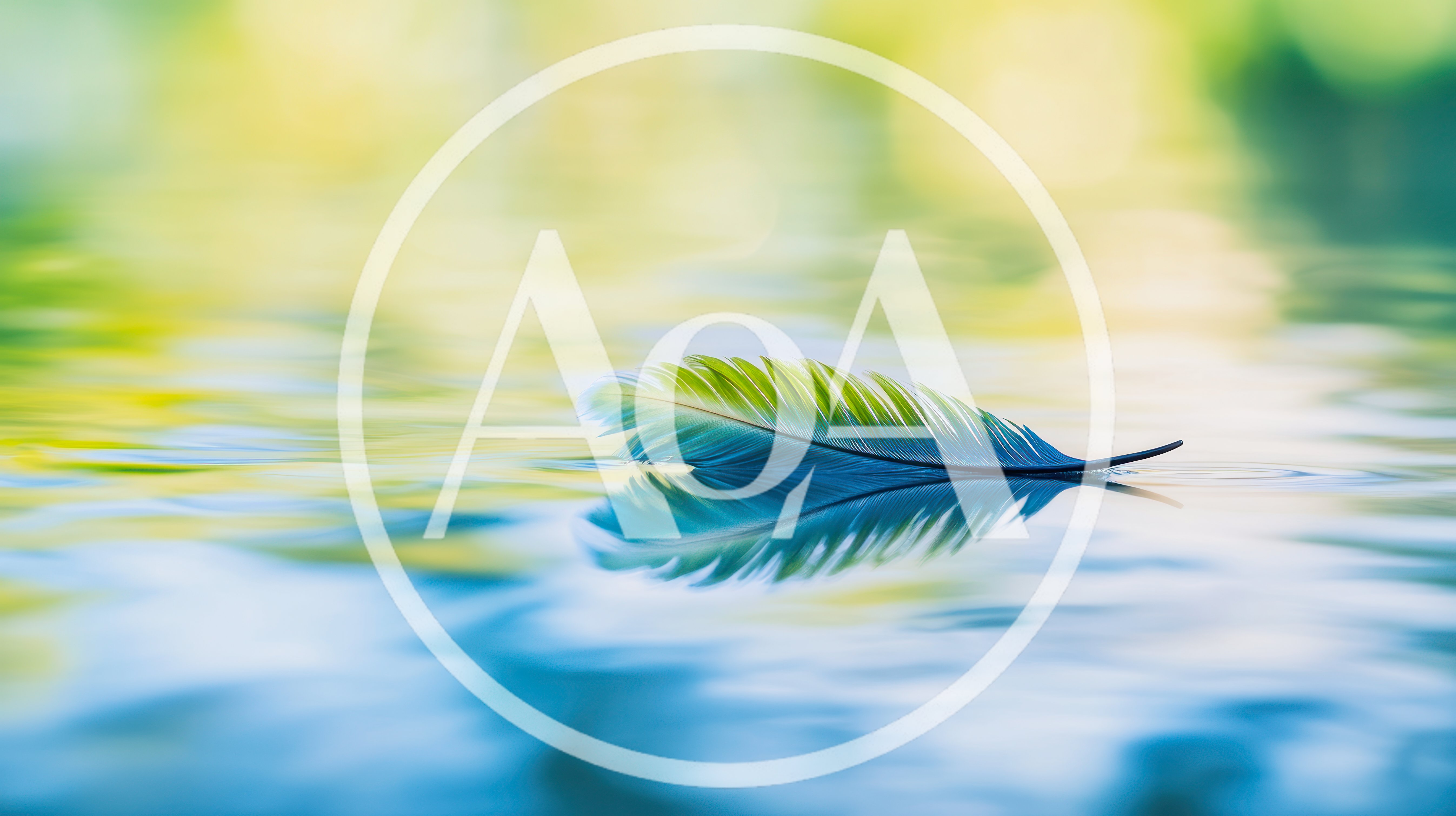Single Feather Floating On Calm Water Surface