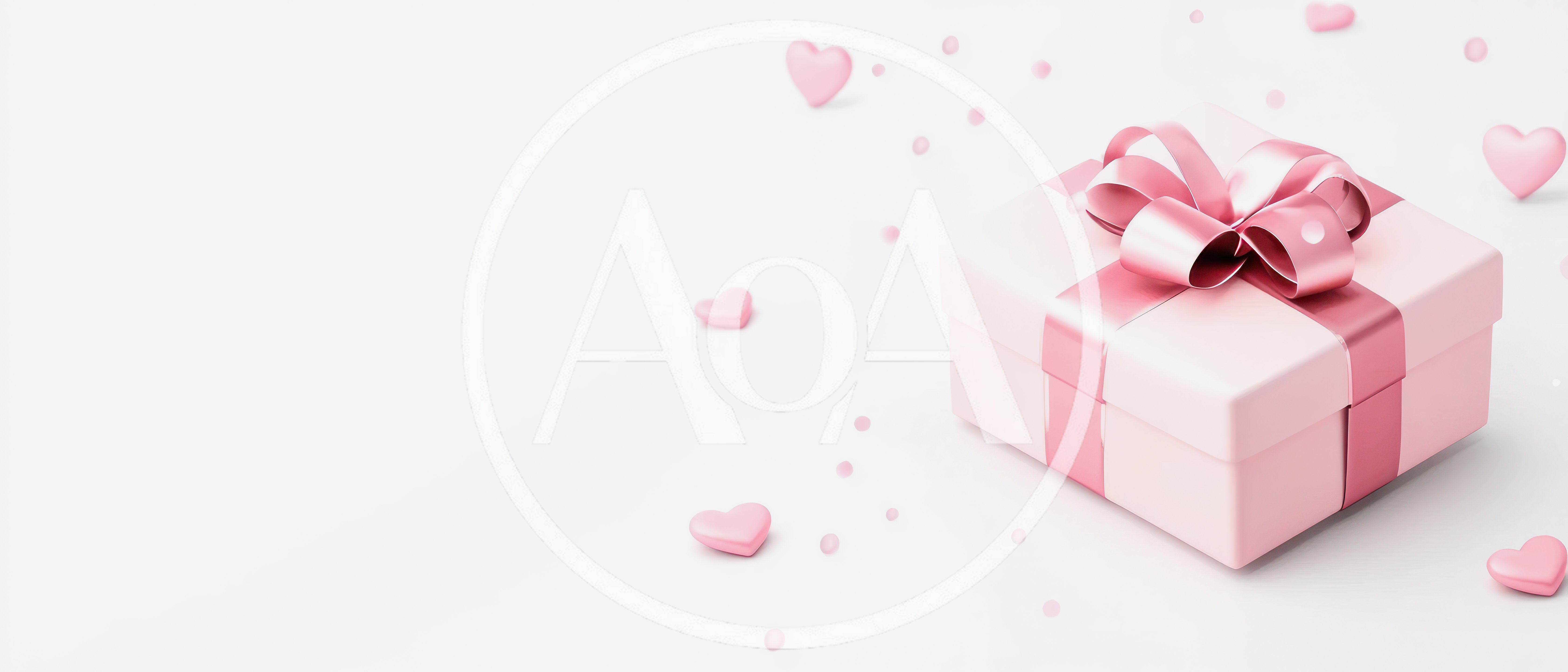Pink Gift Box With Ribbon And Hearts
