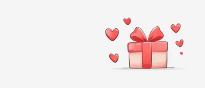 Cartoon Gift Box With Floating Hearts