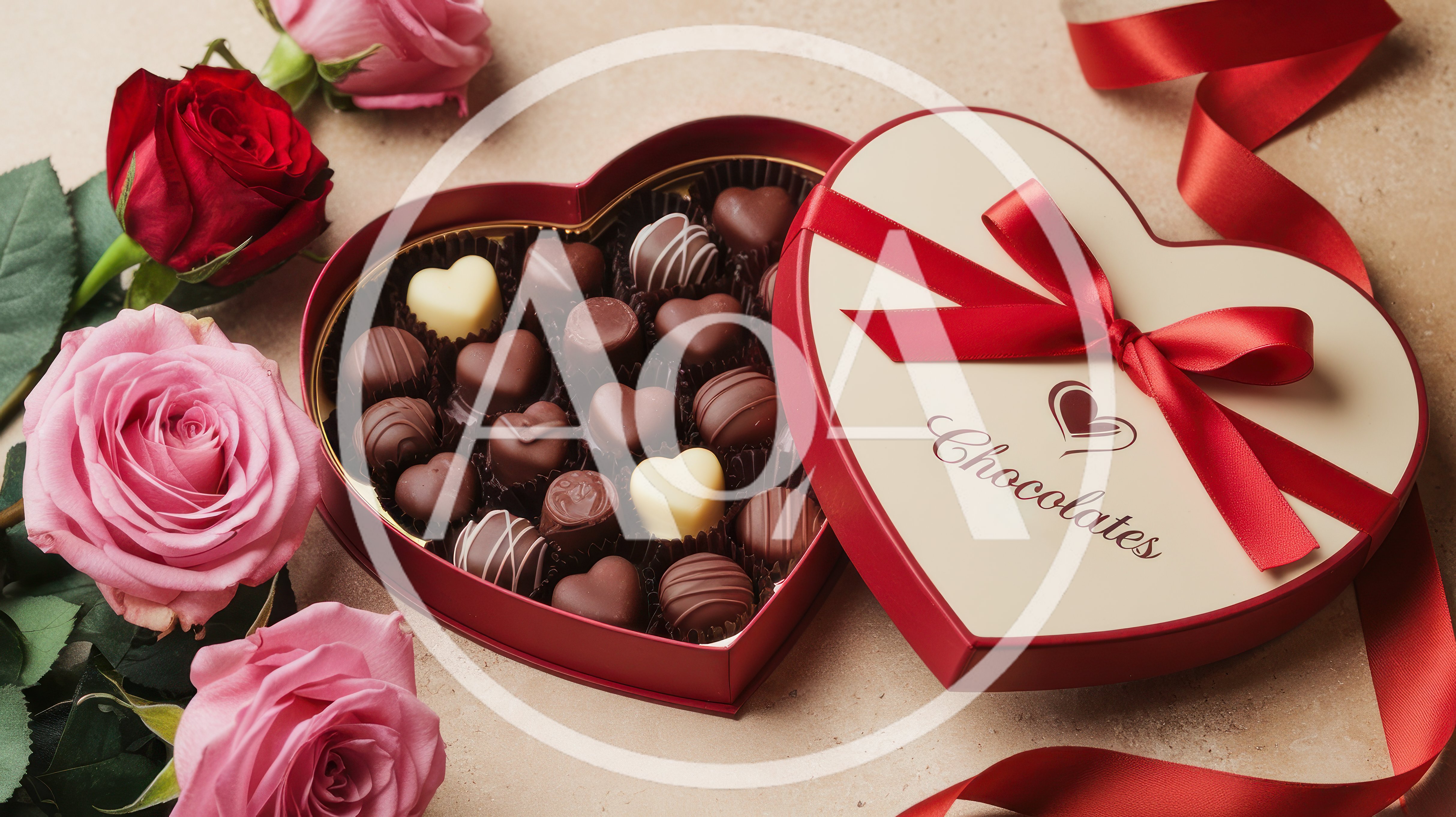 Heart Shaped Box Of Chocolates With Fresh Roses